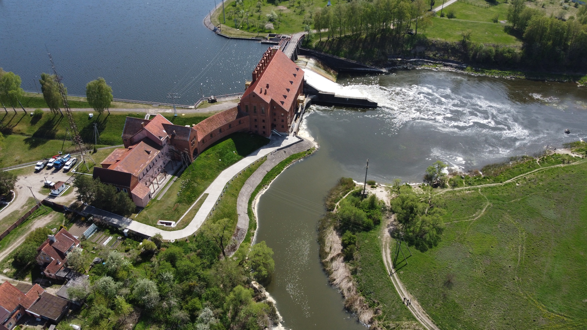 Pravdinskaya HPP - My, River, Drone, Aerial photography, Dji, Hydroelectric power station