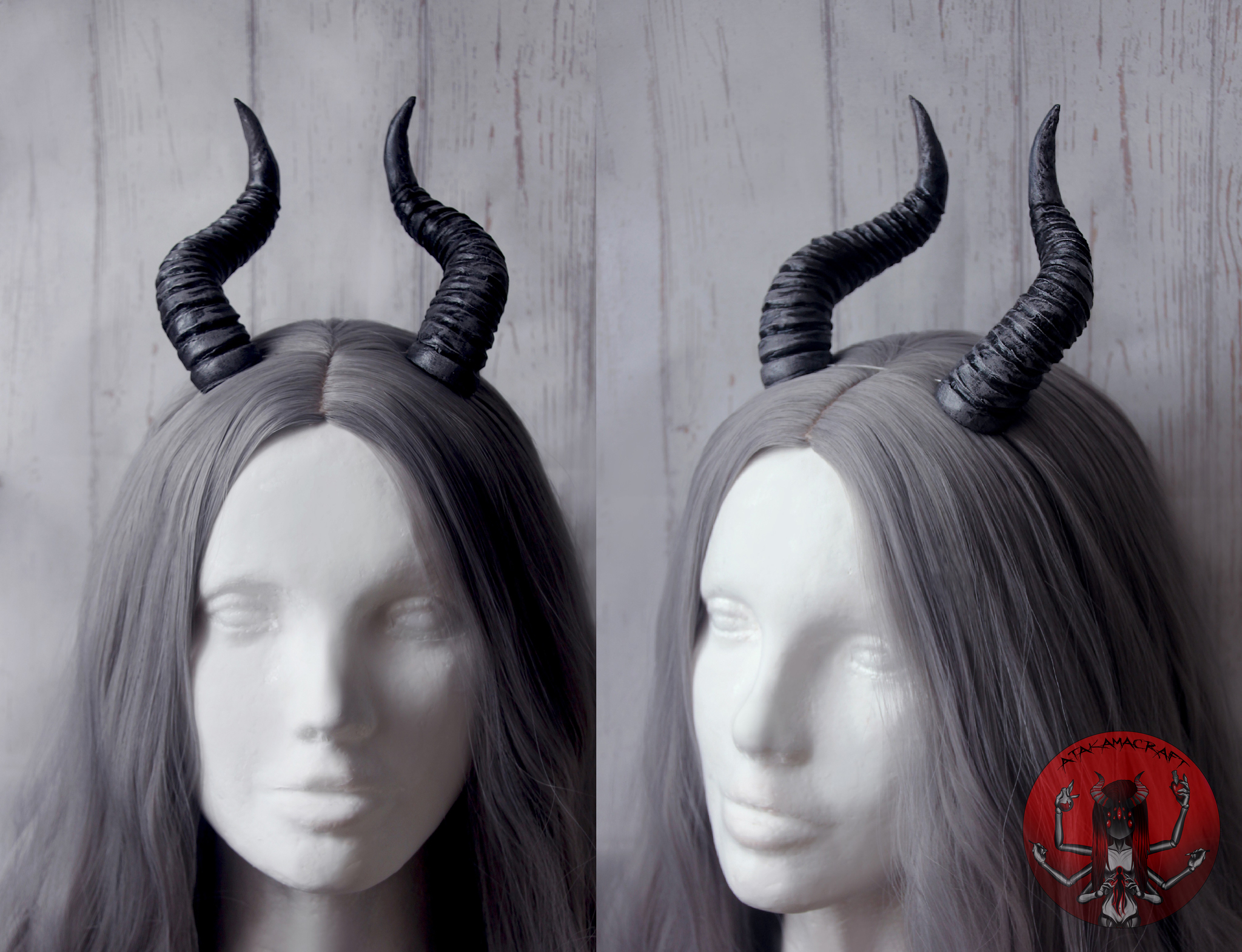 Handmade horns on an invisible mount and on the rim - My, Props, Handmade, Accessories, Headdress, Horns, Girl with Horns, Needlework without process, Fantasy, Cosplay, Creation, Craft, Longpost