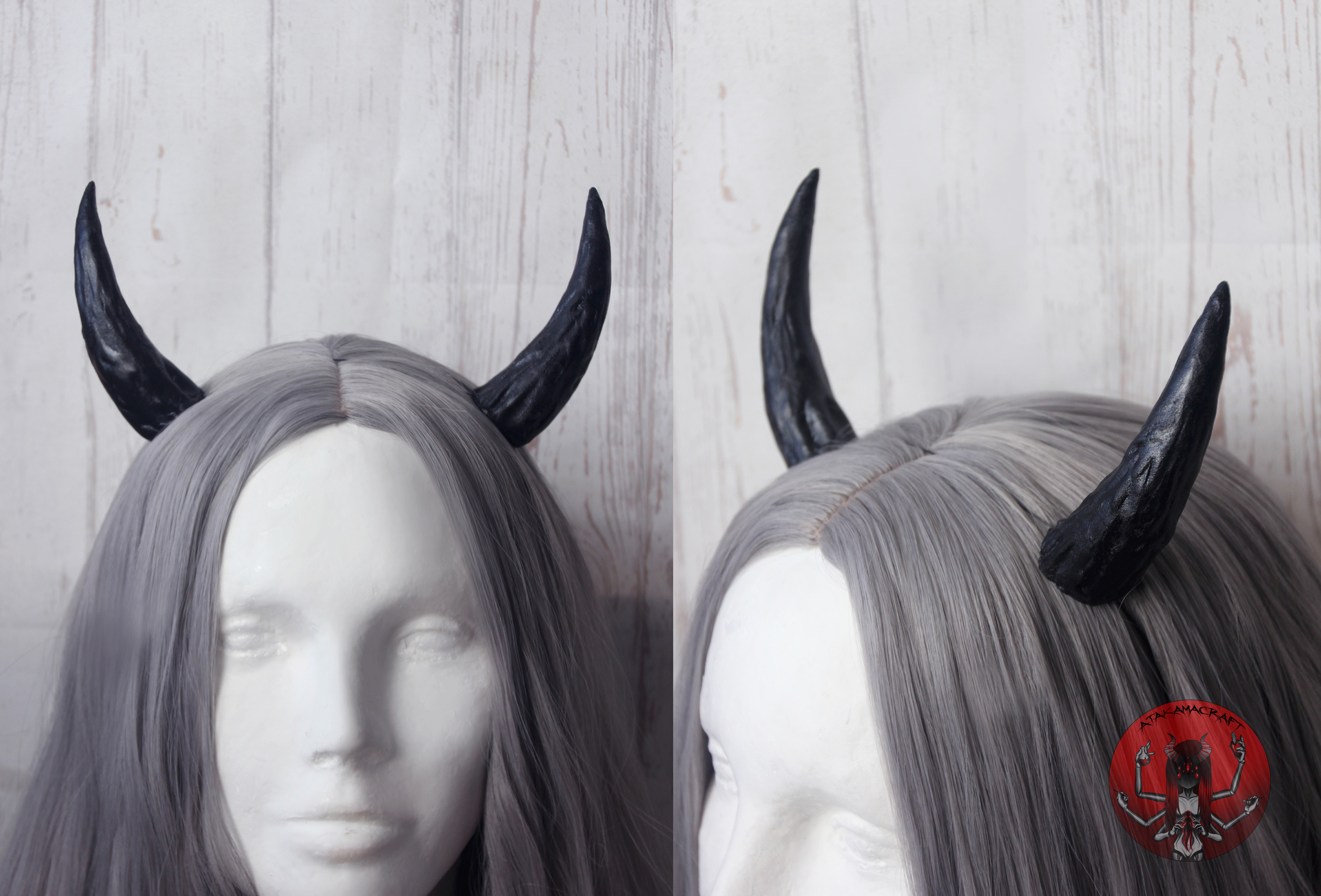 Handmade horns on an invisible mount and on the rim - My, Props, Handmade, Accessories, Headdress, Horns, Girl with Horns, Needlework without process, Fantasy, Cosplay, Creation, Craft, Longpost