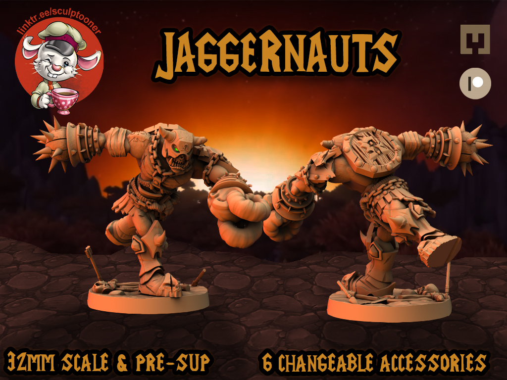 Orc Juggernauts - 32mm miniatures for 3d printing - My, Dungeons & dragons, Miniature, Painting miniatures, World of warcraft, 3D печать, Wargame, Figurines, Modeling, 3D printer, 3D modeling, Stand modeling, Collecting, Longpost