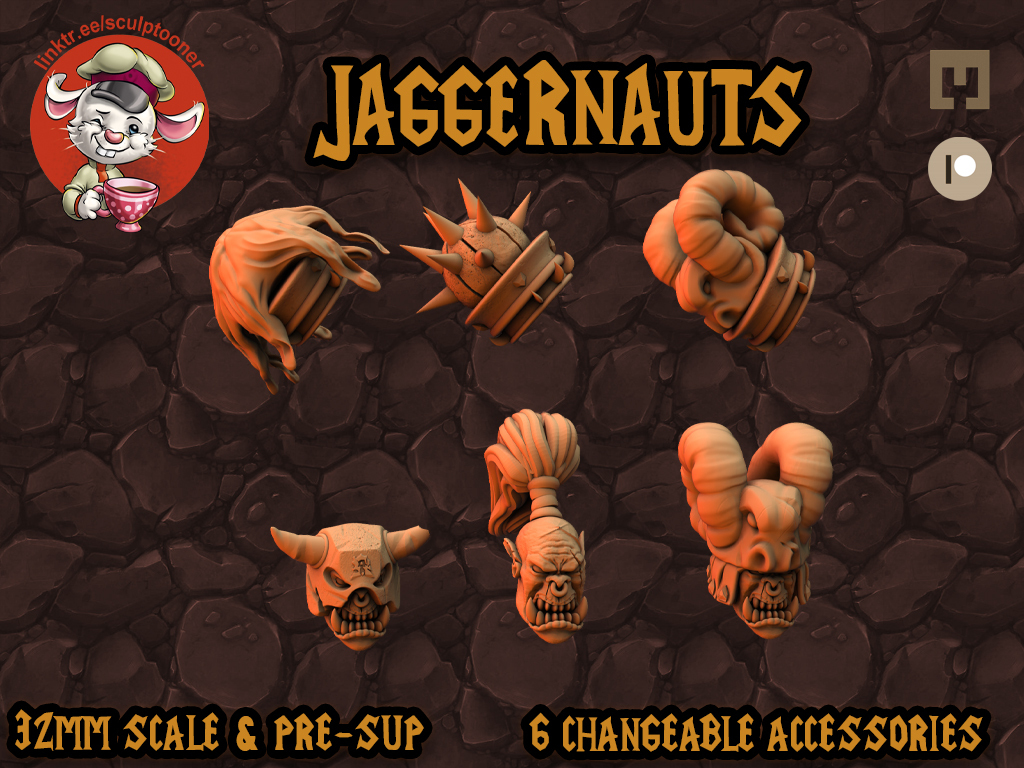 Orc Juggernauts - 32mm miniatures for 3d printing - My, Dungeons & dragons, Miniature, Painting miniatures, World of warcraft, 3D печать, Wargame, Figurines, Modeling, 3D printer, 3D modeling, Stand modeling, Collecting, Longpost