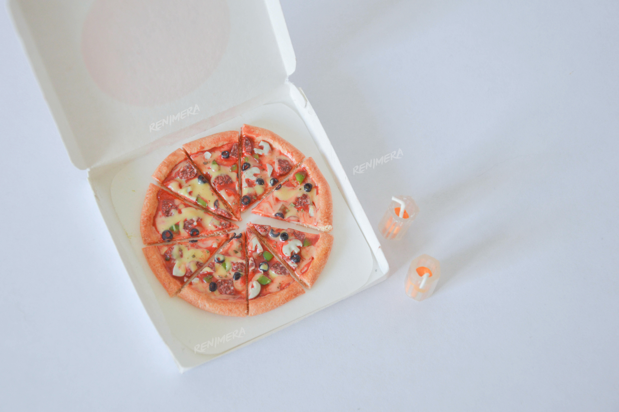 Realistic polymer clay pizza - My, Pizza, Handmade, Polymer clay, Miniature, Лепка, Figurines, Needlework without process, Longpost