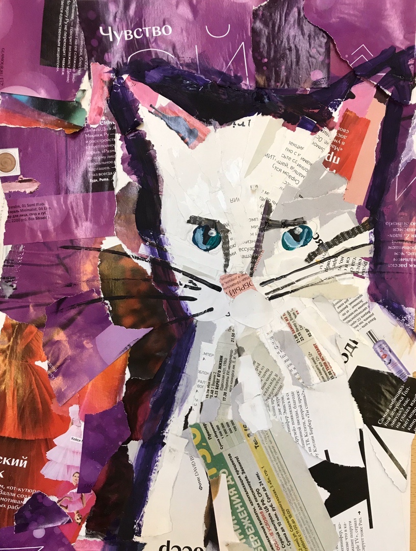 Interesting technique - My, School, Collage, Children's creativity, Painting, Newspapers, Magazine, Creative, Longpost