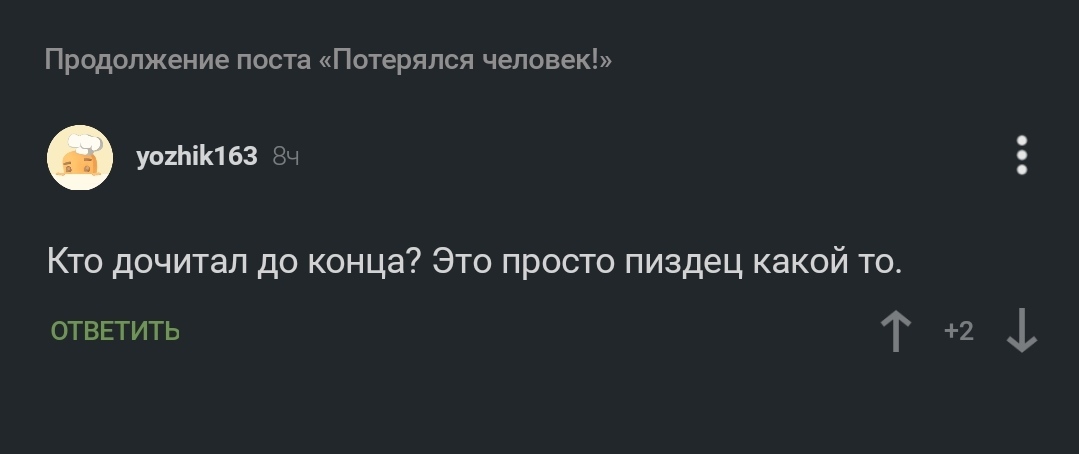 Продолжение поста «Потерялся человек!» - Объяснительная, Комментарии на Пикабу, Ответ, Мат, Длиннопост