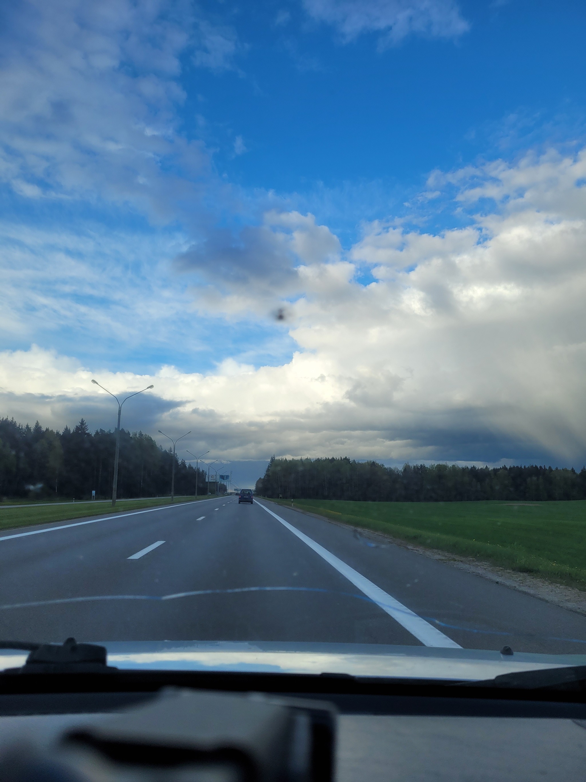 Yesterday's trip out of town - My, Road, Nature, Clouds, Sky, Republic of Belarus, Longpost