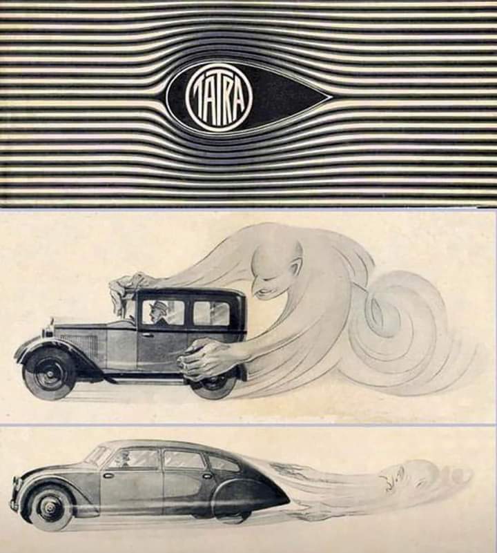 Tatra explains aerodynamics, 1934 - Auto, Tatra, Aerodynamics, Creative advertising, Repeat, Clearly