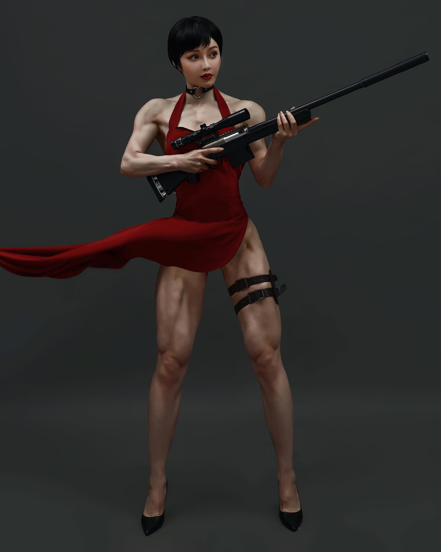 Yuan Herong в образе Ады Вонг - NSFW, Yuan Herong, Крепкая девушка, Косплей, Ada Wong, Resident Evil, Девушки, Азиатка, Спортивные девушки, Длиннопост