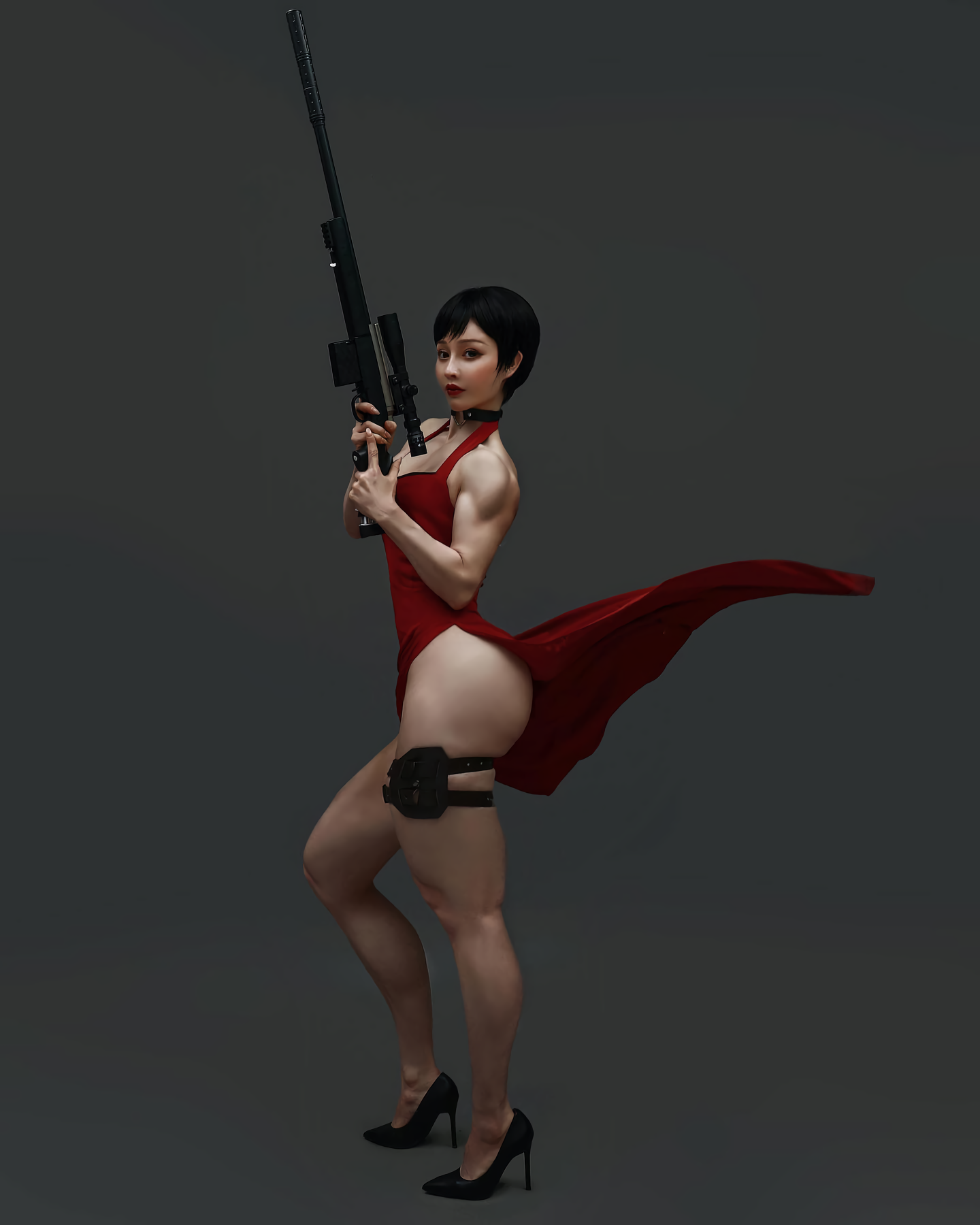 Yuan Herong в образе Ады Вонг - NSFW, Yuan Herong, Крепкая девушка, Косплей, Ada Wong, Resident Evil, Девушки, Азиатка, Спортивные девушки, Длиннопост