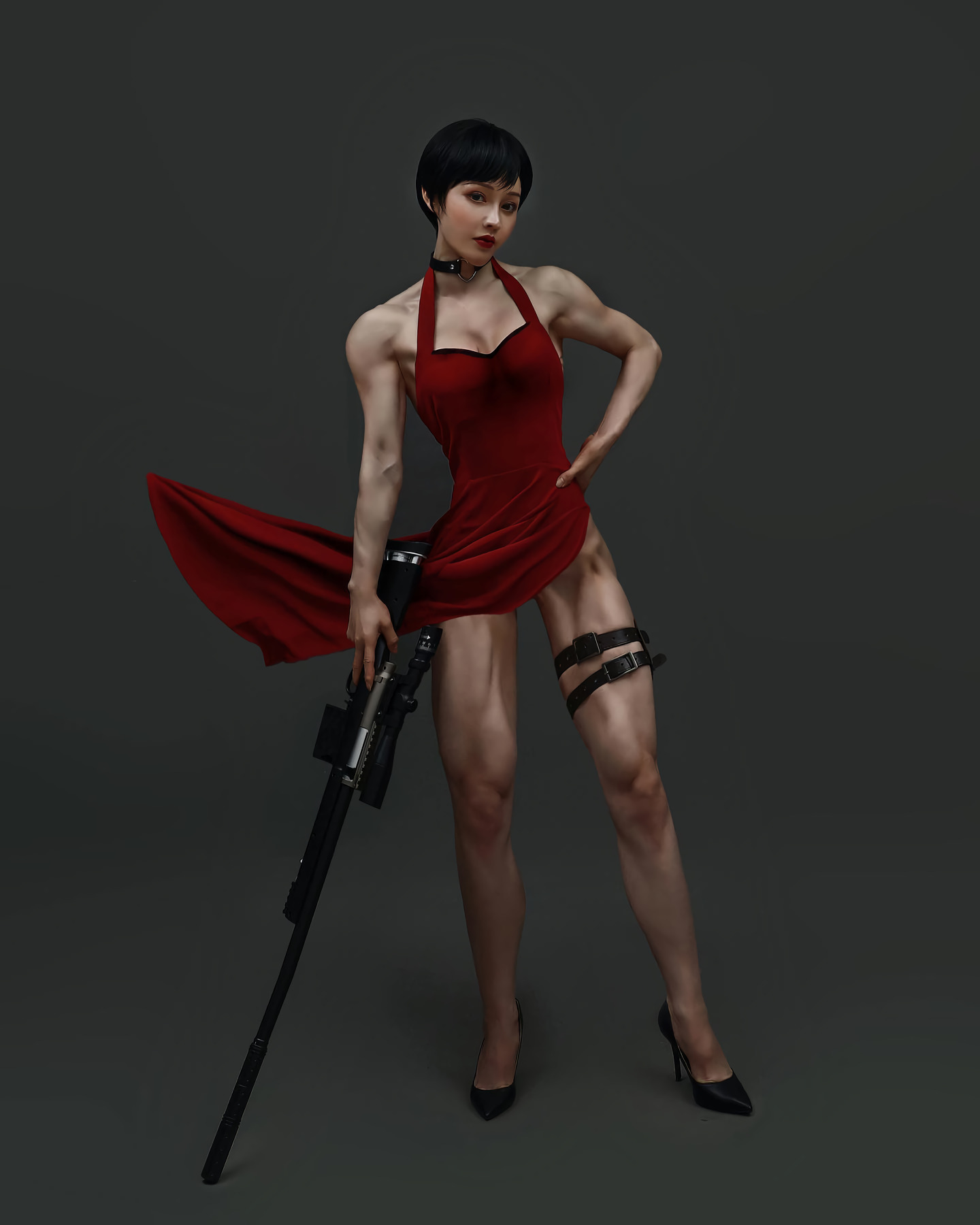 Yuan Herong в образе Ады Вонг - NSFW, Yuan Herong, Крепкая девушка, Косплей, Ada Wong, Resident Evil, Девушки, Азиатка, Спортивные девушки, Длиннопост