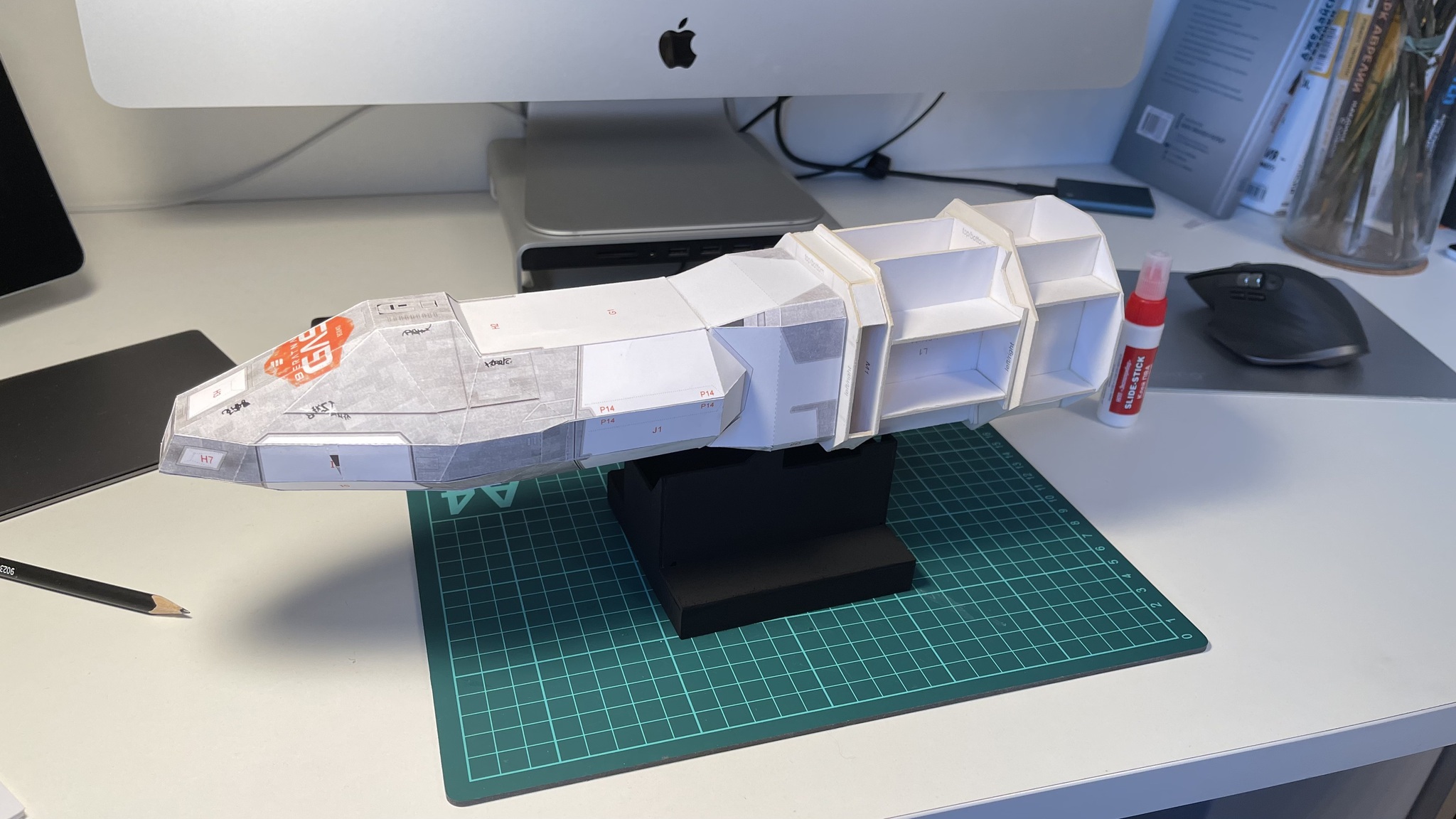 Бумажная модель Rocinante из The Expanse — часть 1 - Моё, Papercraft, Бумага, The Expanse, Рукоделие с процессом, Своими руками, Самоделки, Мат, Длиннопост