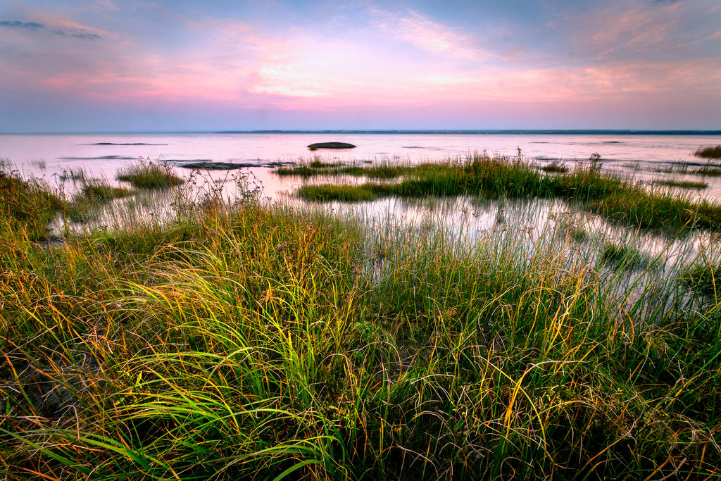 Beauty of nature - Landscape, The photo, Sunset, Clouds, Shore, Grass, Water, Professional shooting, River, Longpost, beauty of nature, Nature