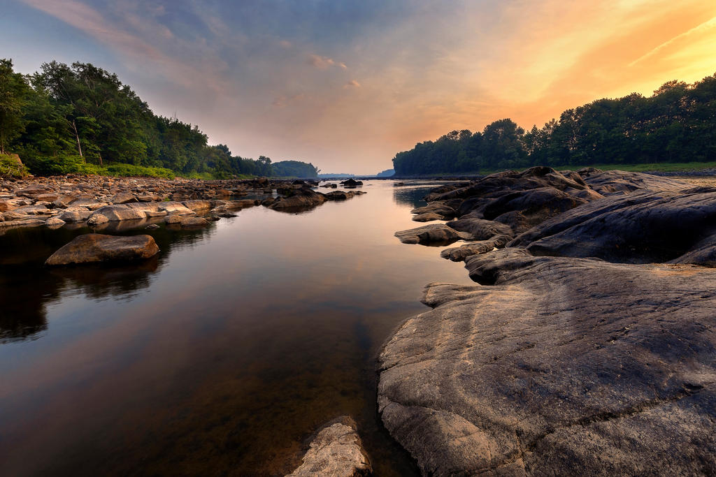 Beauty of nature - Landscape, The photo, Sunset, Clouds, Shore, Grass, Water, Professional shooting, River, Longpost, beauty of nature, Nature