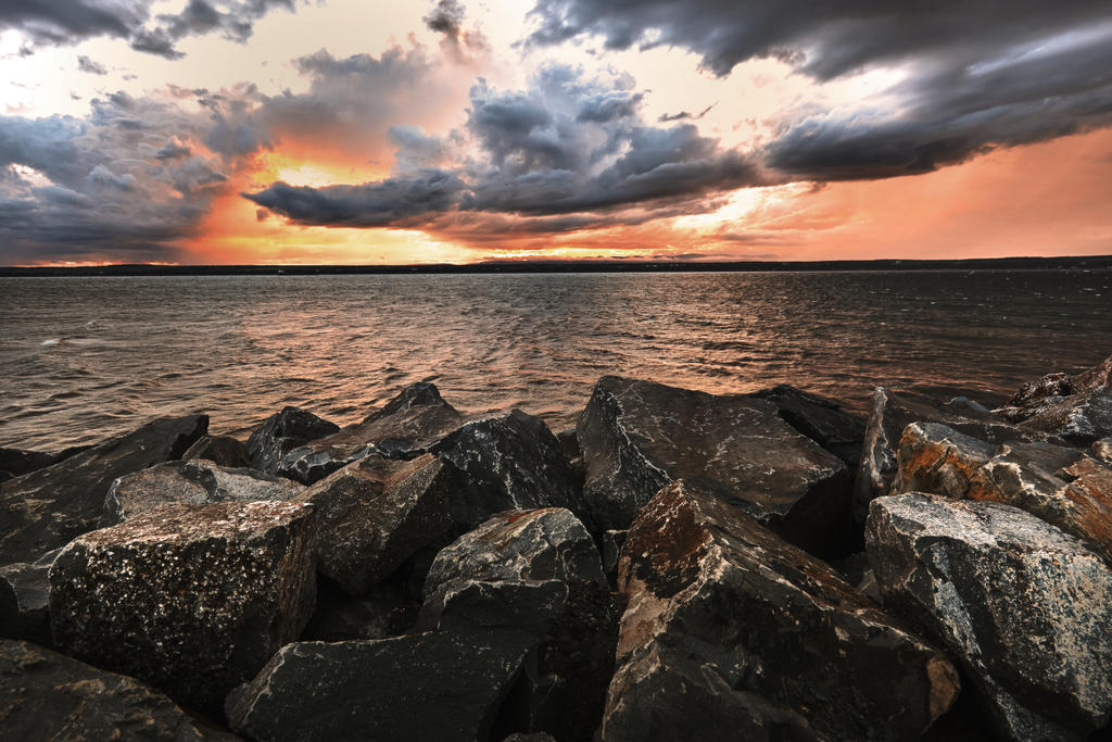 Beauty of nature - Landscape, The photo, Sunset, Clouds, Shore, Grass, Water, Professional shooting, River, Longpost, beauty of nature, Nature