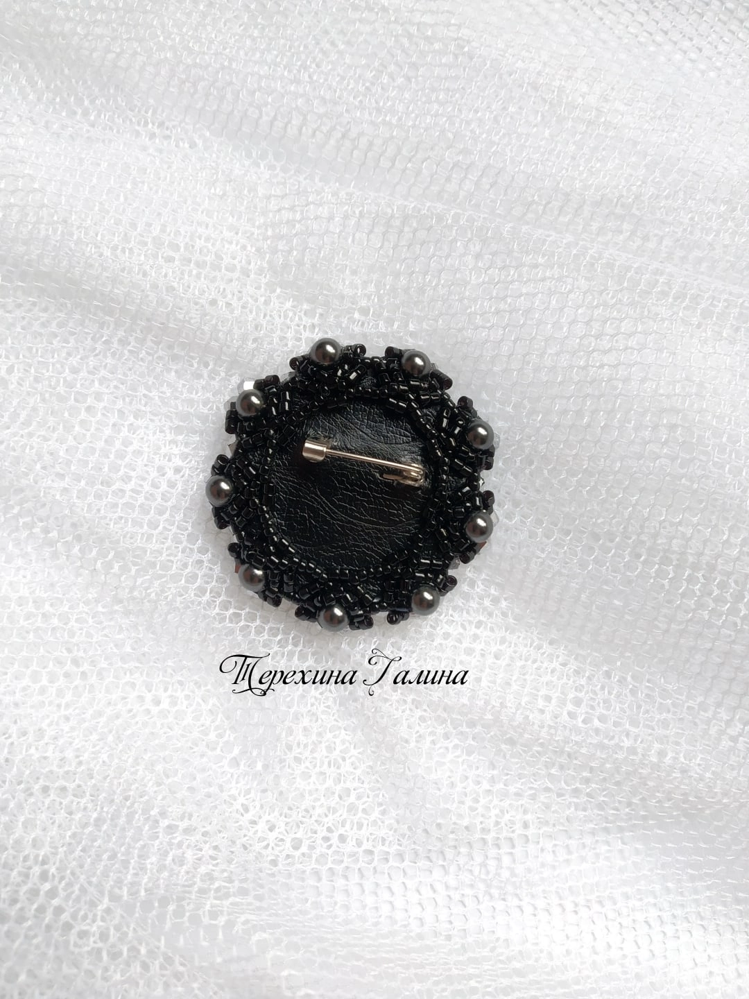 Brooch Snow obsidian - My, Needlework without process, Handmade, With your own hands, Creation, Beading, Japanese beads, Brooch, Beads, Longpost