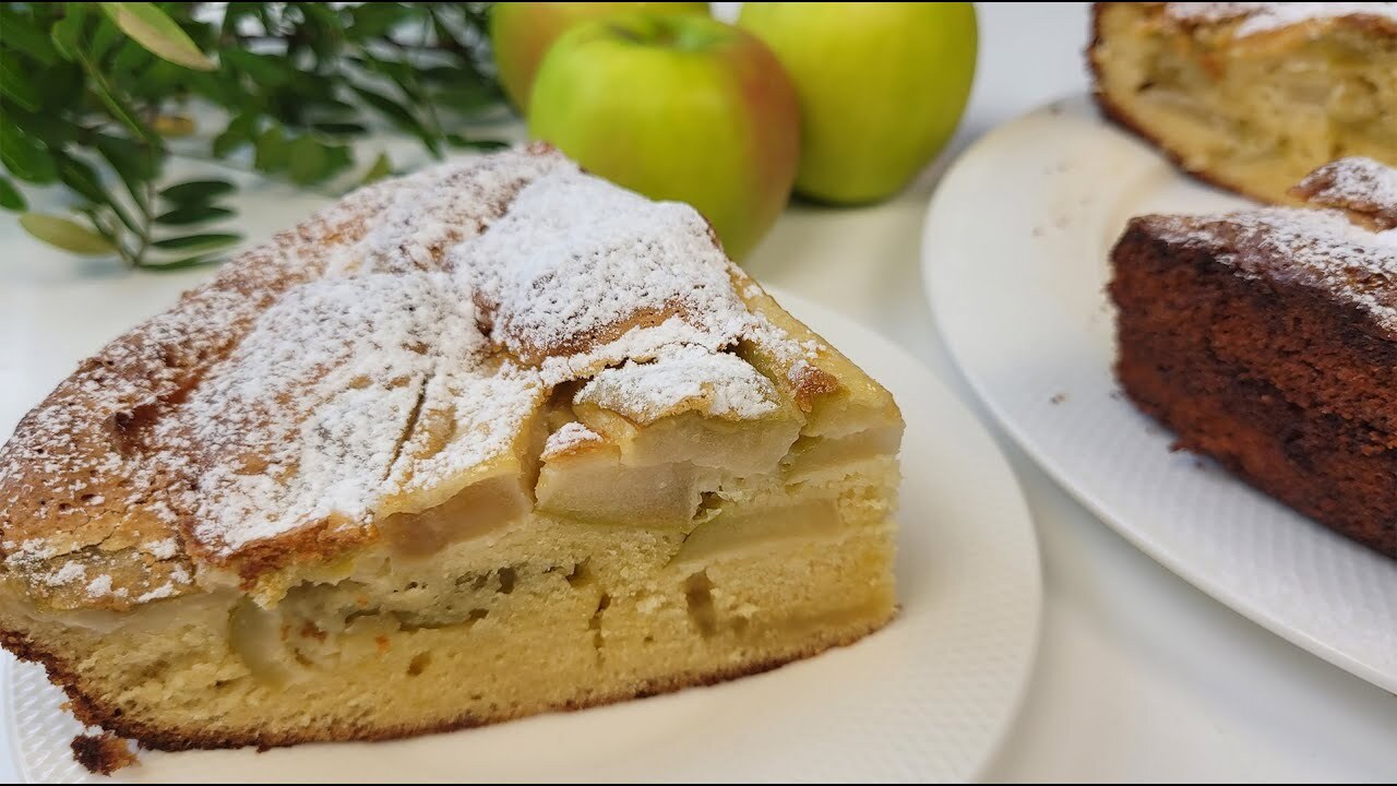 Пирог на молоке с яблоками – ВИДЕО