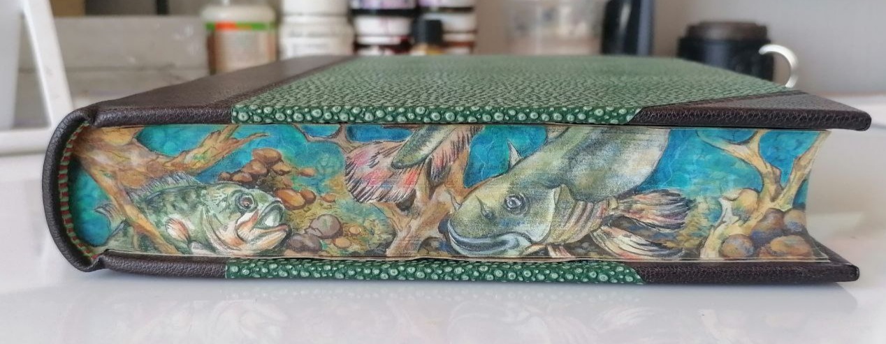 Sabaneev Fish of Russia - My, Books, Workshop, Binding, Handmade, Natural leather, Drawing, Longpost