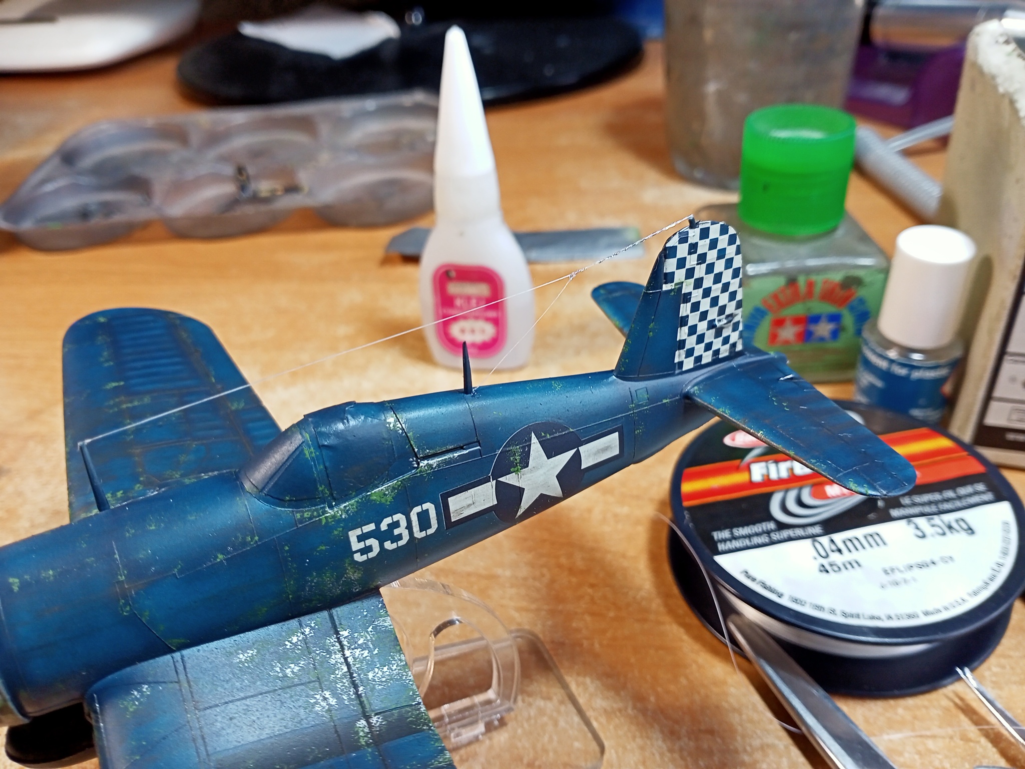 Chance-Vought F4U-1D Corsair (1/72 Hasegawa). - My, Stand modeling, Modeling, Scale model, Hobby, Miniature, Painting miniatures, With your own hands, Needlework with process, Needlework, Aviation, The Second World War, Airplane, Prefabricated model, Assembly, Airbrushing, Overview, USA, Fighter, Carrier-based aviation, Corsairs, Longpost