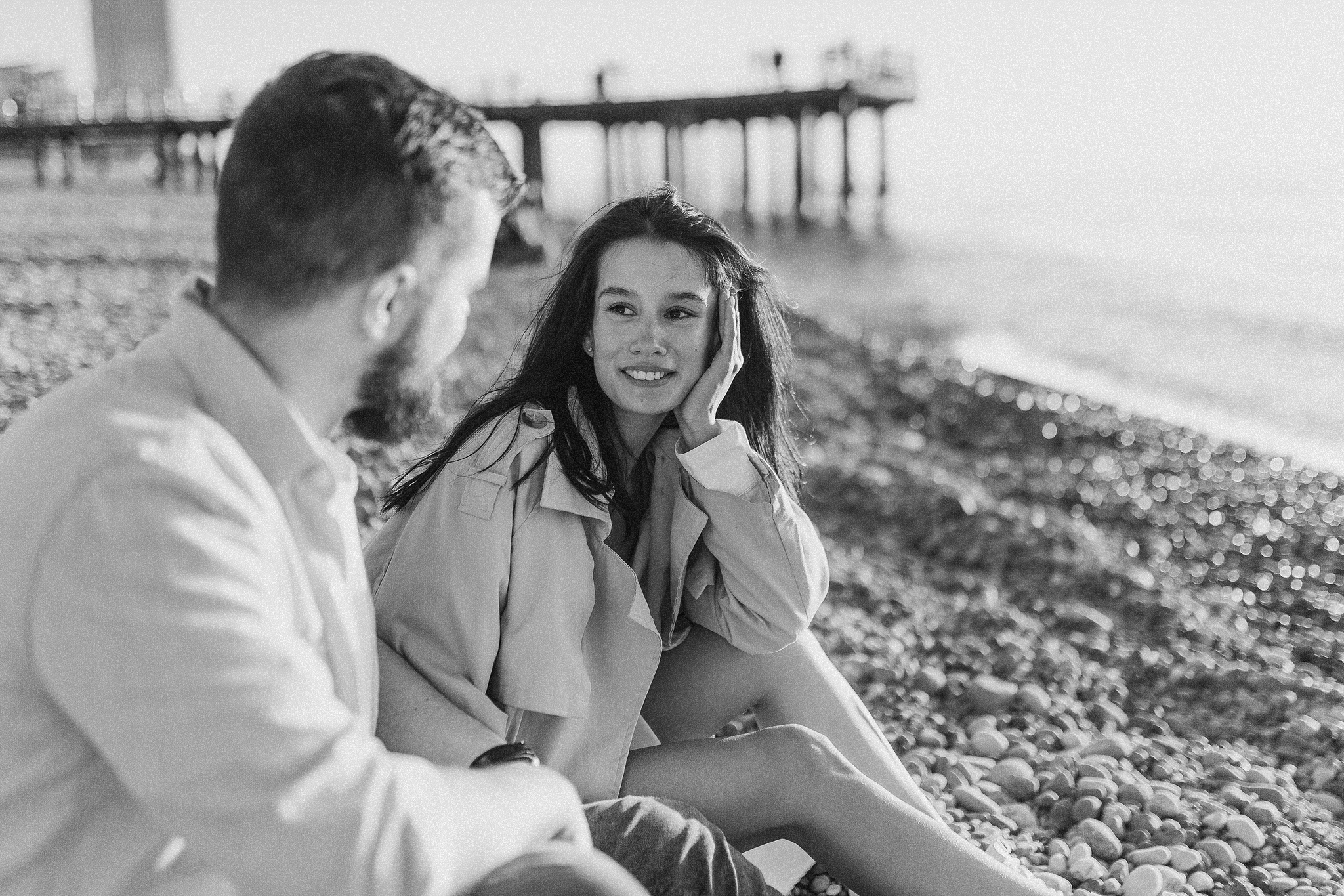 Indira and Vitaly - My, PHOTOSESSION, Professional shooting, Girls, Portrait, Models, Guys, Black and white, Long hair, The dress, Husband, Men, Groom, Bride and groom, Bride, Beautiful, Black and white photo, Pair