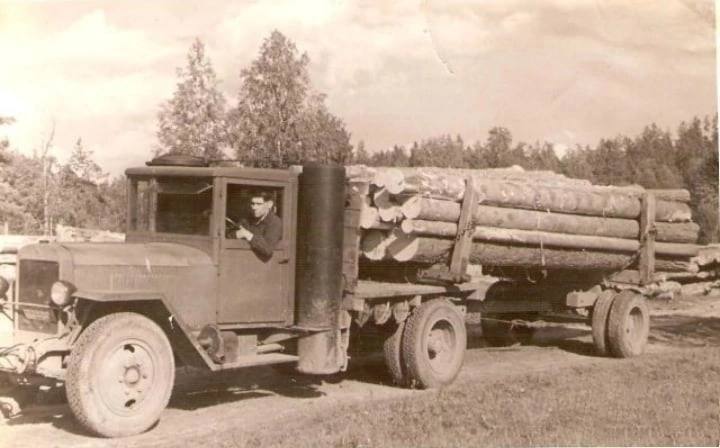 On firewood for firewood - Zis, The photo, Truck, Arkhangelsk, the USSR, 50th, Black and white photo, Gasifier