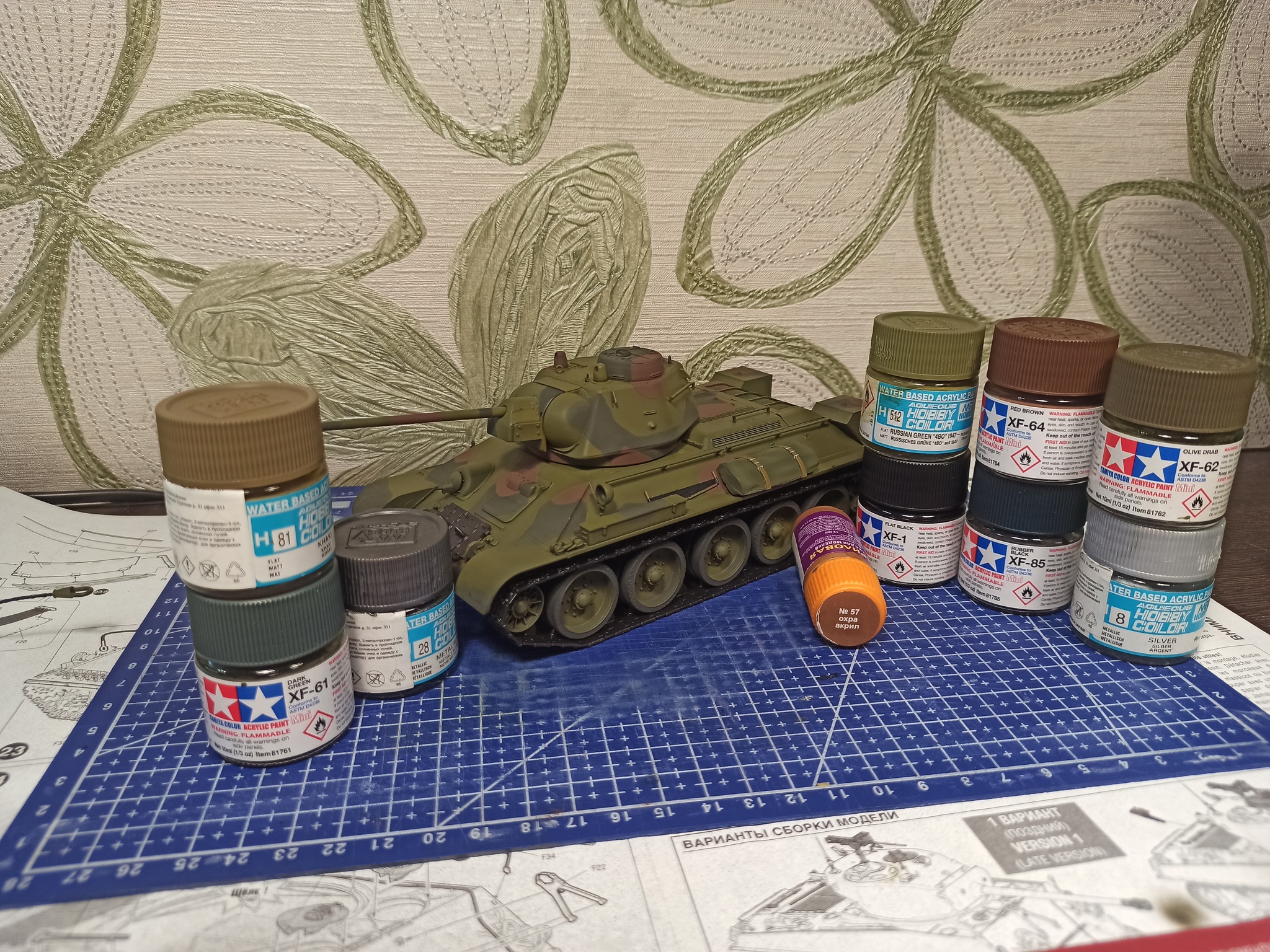 T-34/57 Fighter - My, Prefabricated model, Hobby, Collection, Tanks, the USSR, Scale model, T-34, Longpost