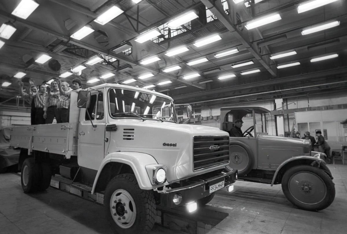 First and last - Auto, Truck, Zil, Factory, The photo, Transport, Black and white photo