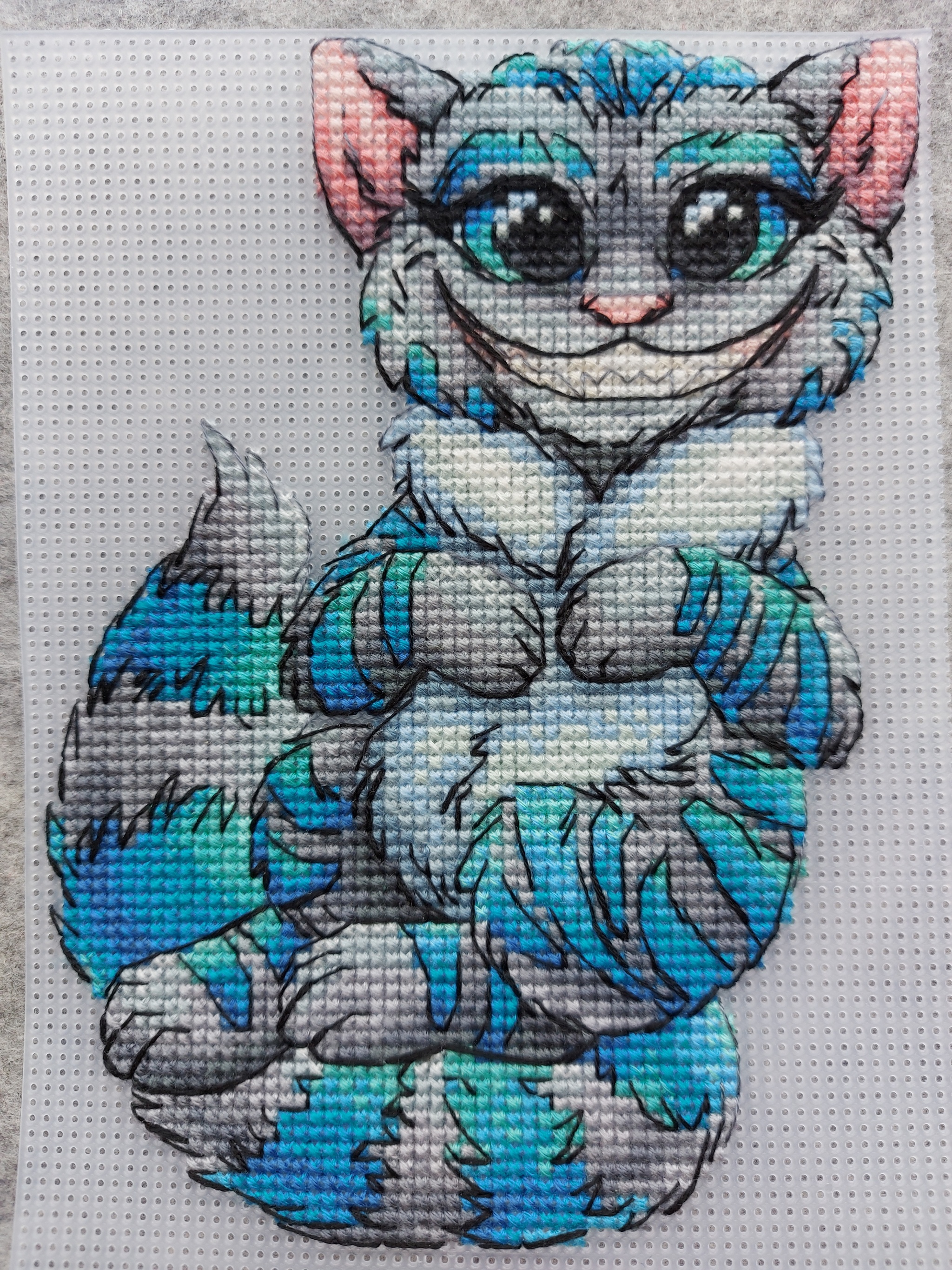 Cheshirka - My, Needlework without process, Cross-stitch, Longpost