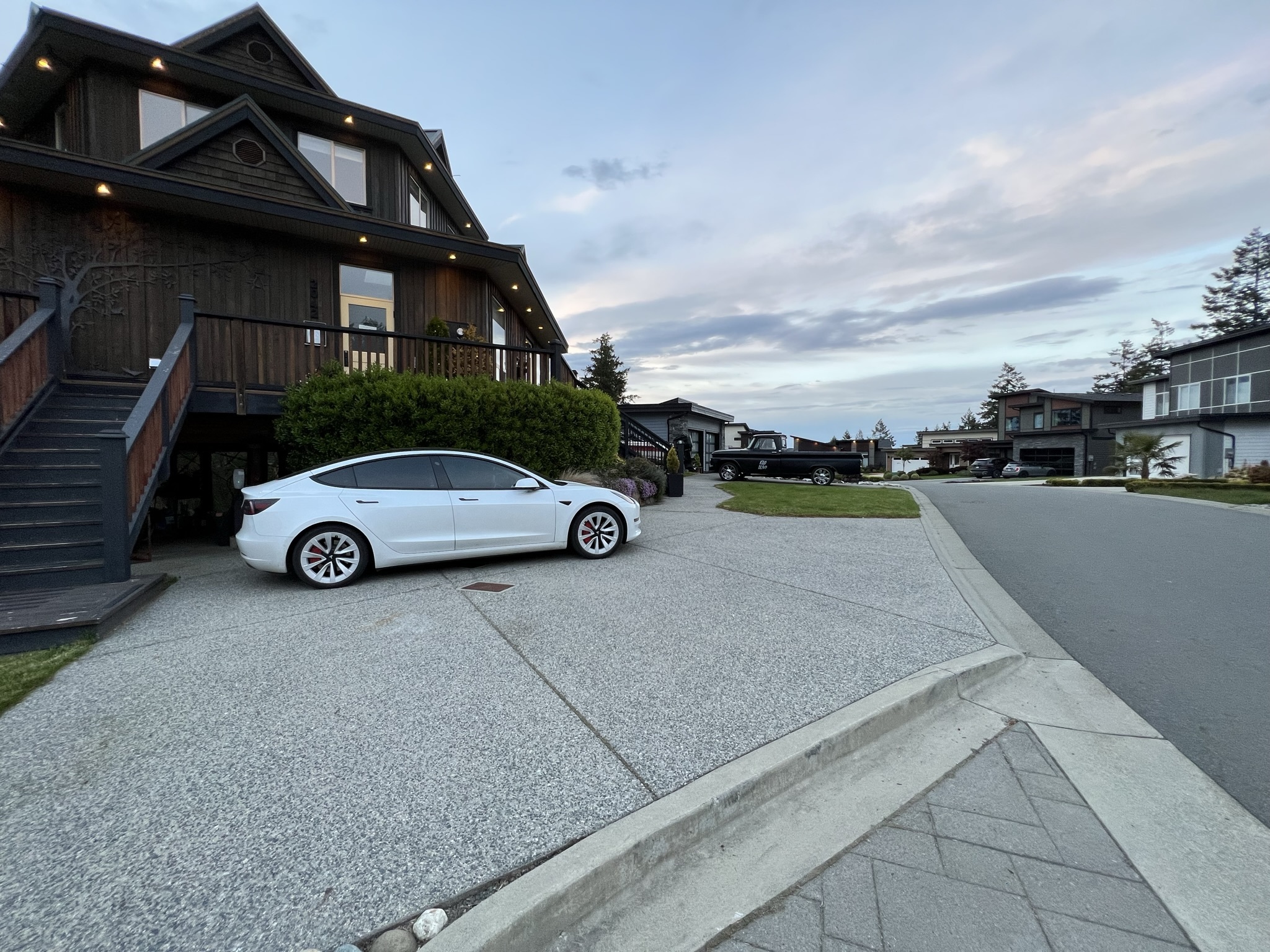 Canada - My, Town, Road, House, The street, Car, Evening, beauty, Purity, A life, Canada, Longpost