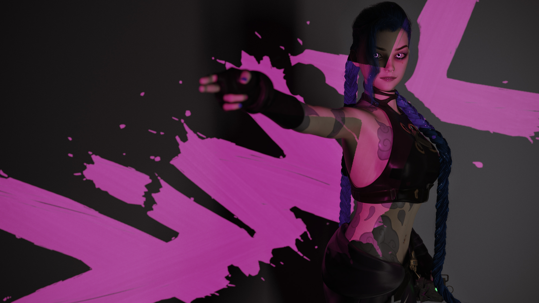 Jinx - Моё, Jinx, League of Legends, Arcane, 3D моделирование, 3DS max, Компьютерная графика, Арт