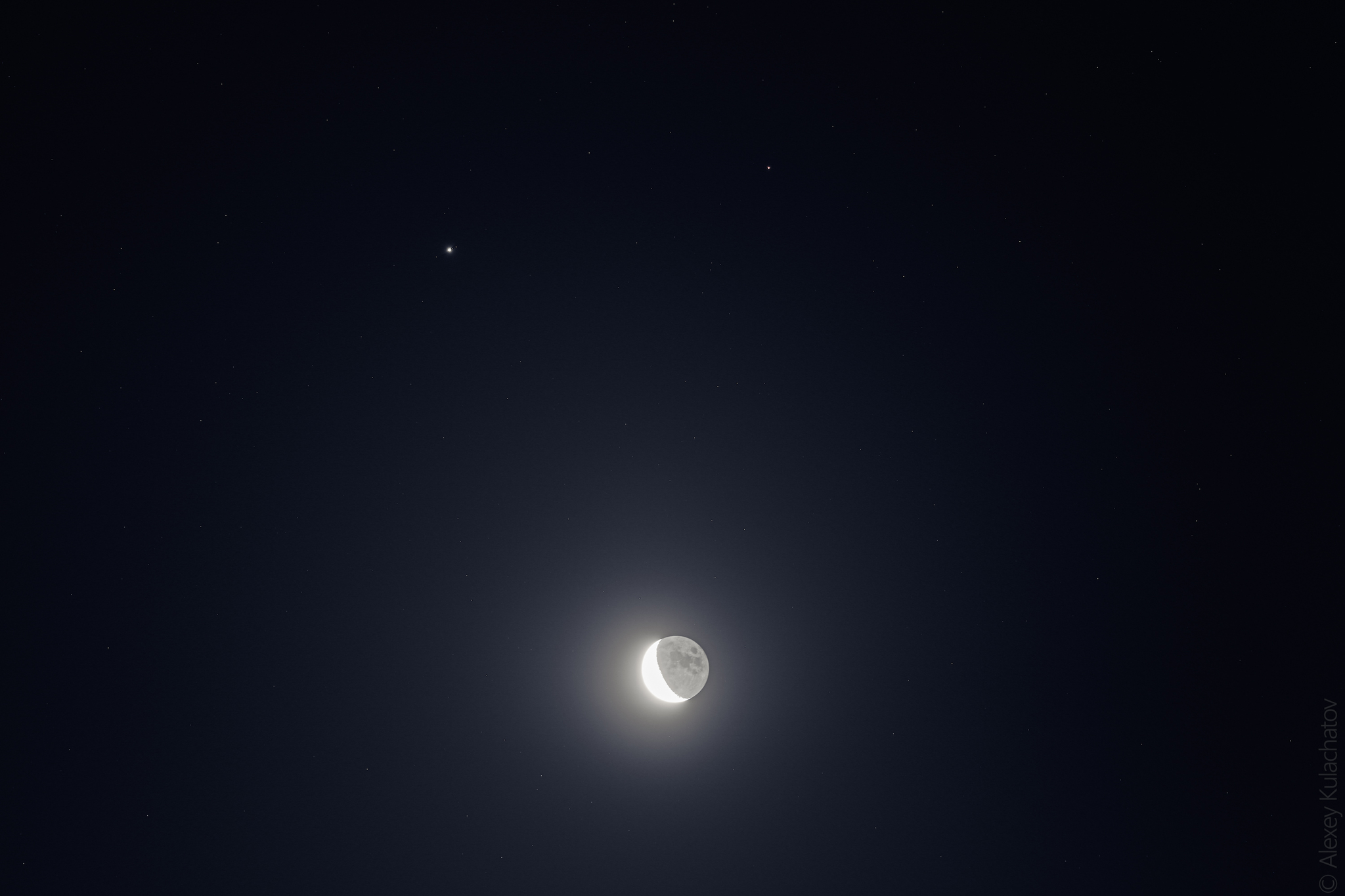 triple connection - My, Astronomy, Astrophoto, Parade of planets, Jupiter, moon, Mars