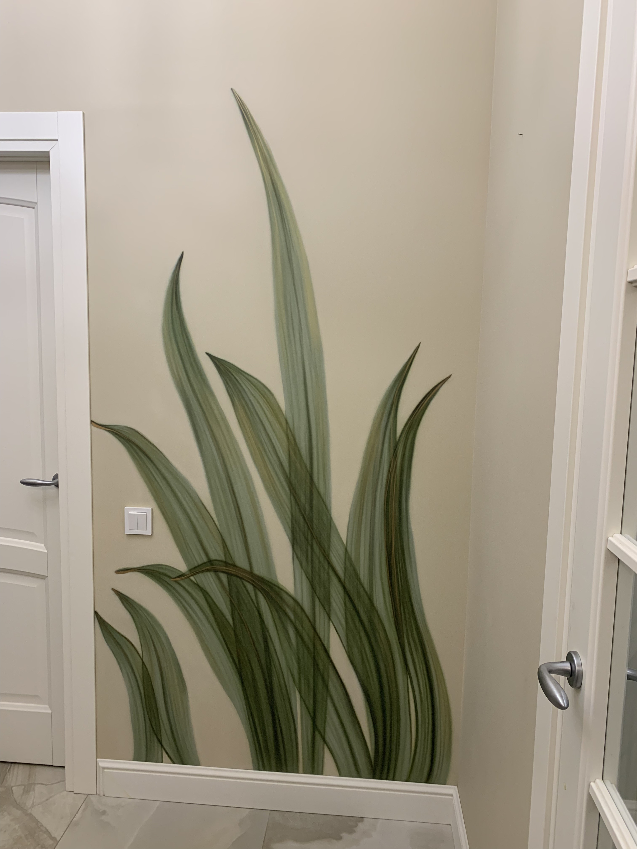 Added freshness to the hallway - My, Artist, Interior, Painting, Airbrushing, Process, Art, Interior Design, Drawing process, Acrylic, Wall painting, Video, Youtube, Longpost