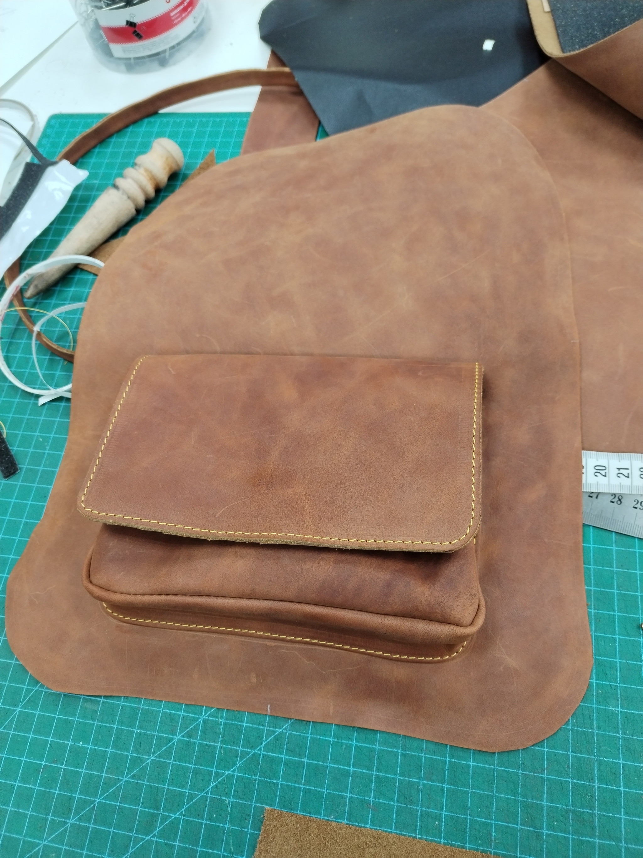 Sewing on a typewriter, or how I took such a step - My, Leather, Backpack, I share, Handmade, Leather products, Crazy Horse, Longpost