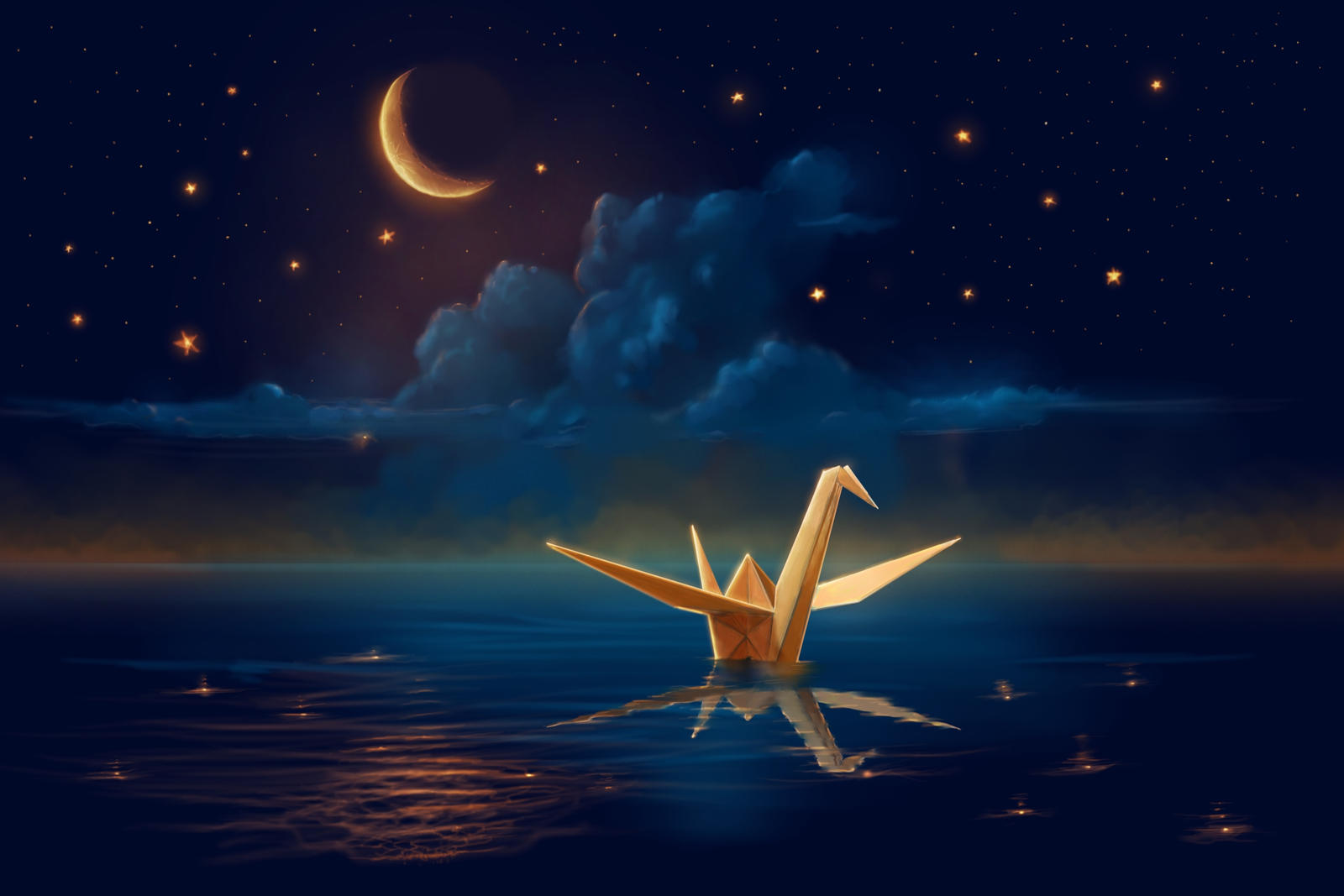 Paintings with origami - Art, Origami, Landscape, Whale, Butterfly, Paper boat, Camels, Unicorn, Swans, Birds, Penguins, A fish, Bat, Fox, Longpost