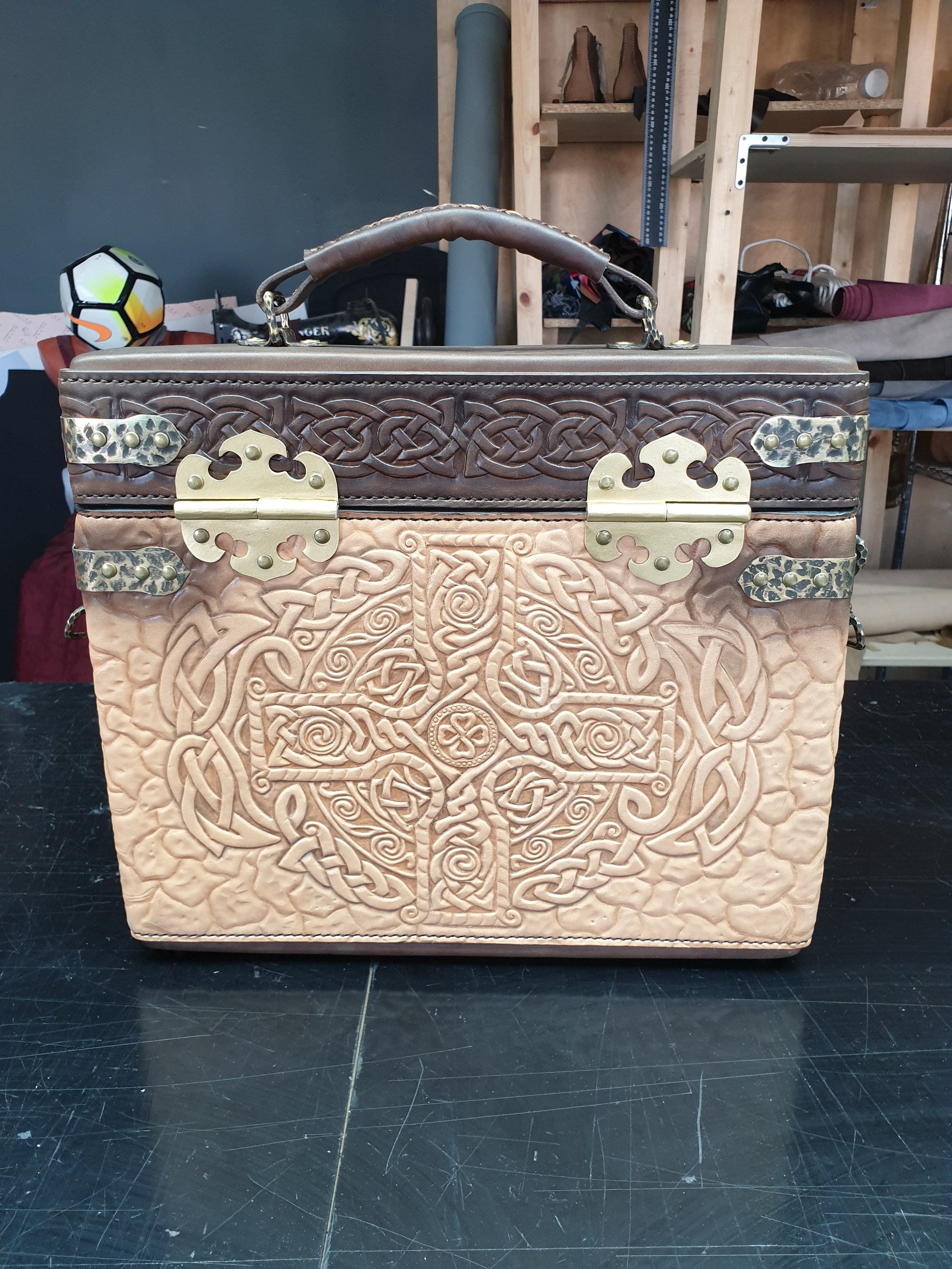 Briefcase Dragon - My, Leather products, Needlework with process, Handmade, Hobby, Life stories, Longpost