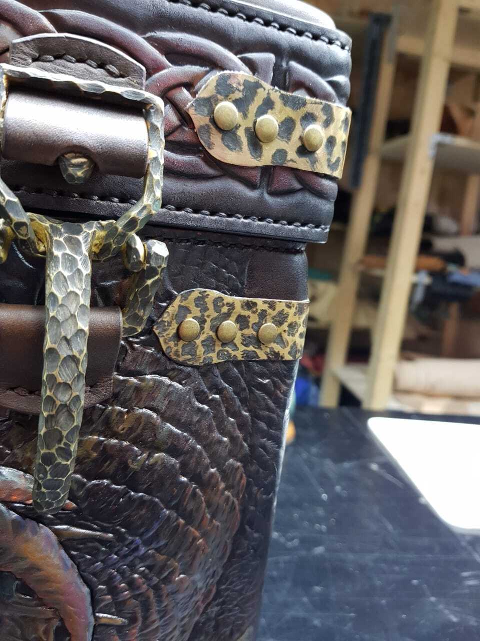 Briefcase Dragon - My, Leather products, Needlework with process, Handmade, Hobby, Life stories, Longpost