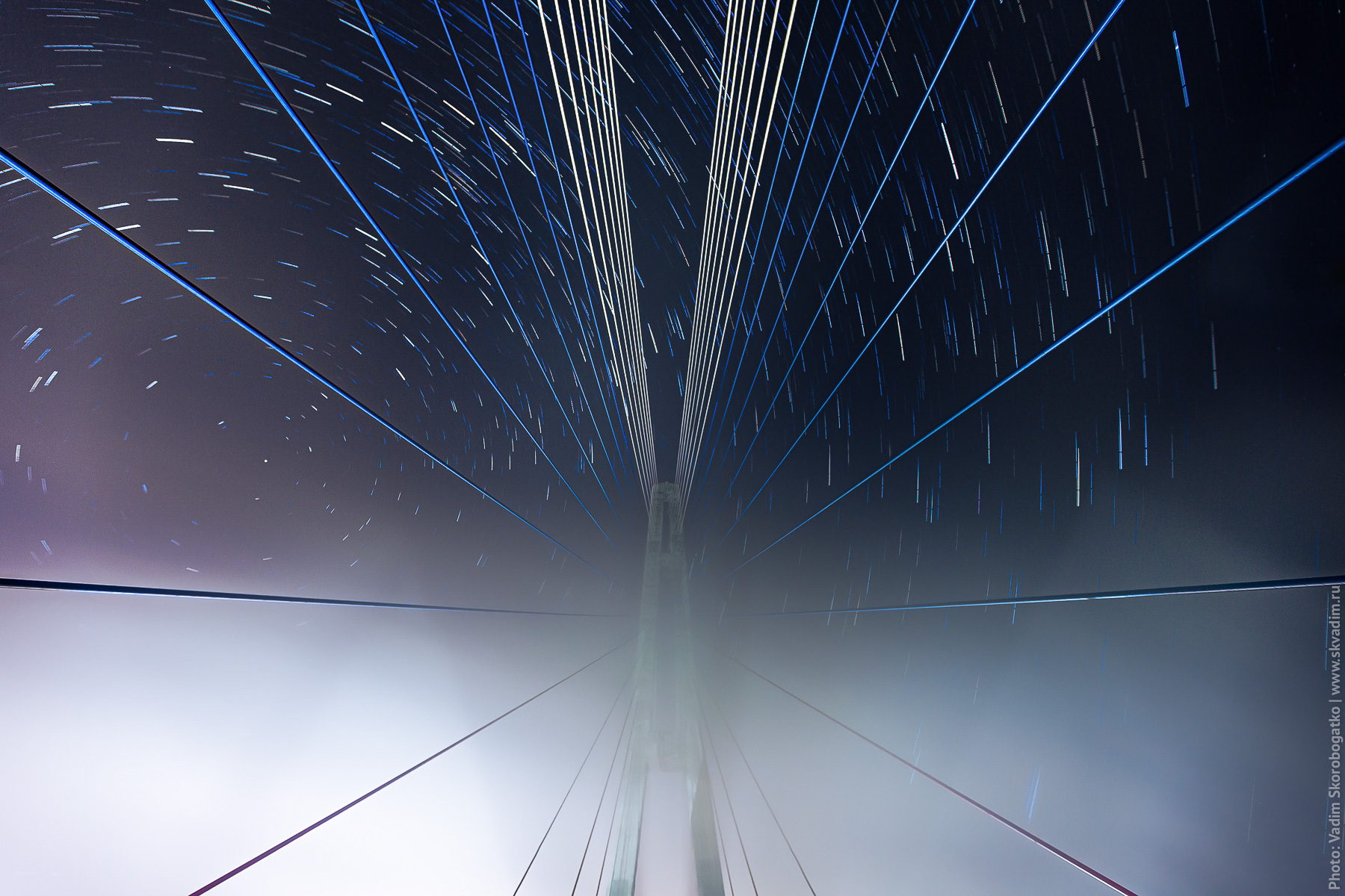 Russian Bridge, Vladivostok - My, Bridge, Vladivostok, Russian Bridge, Stars, Infrastructure, Russia, Astrophoto