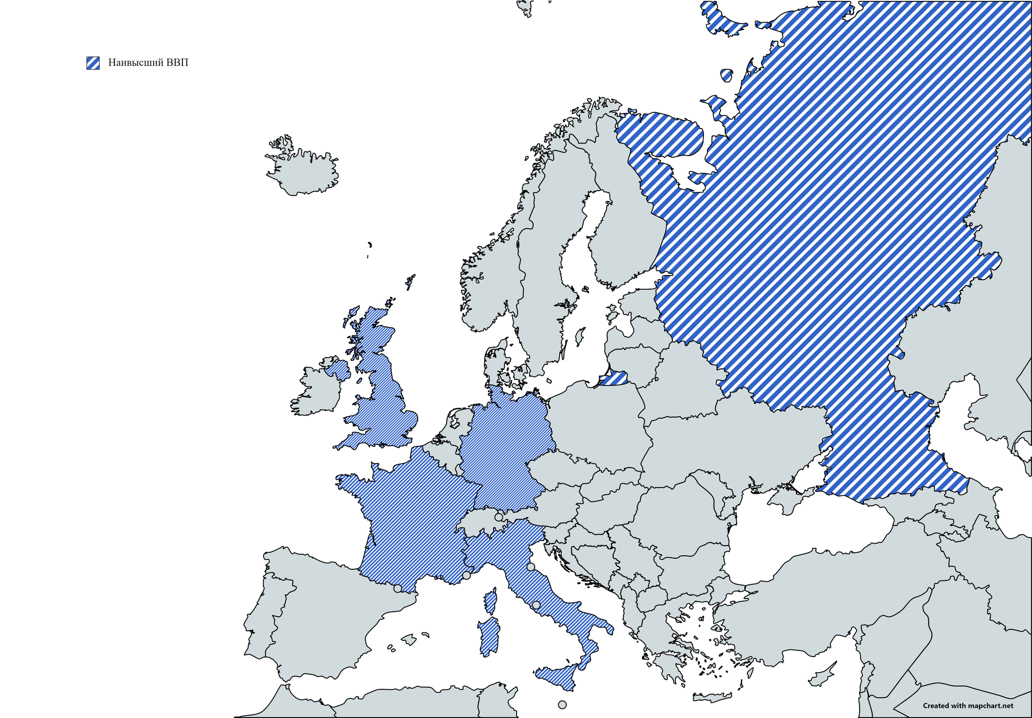 Countries marked with a blue marker have the highest GDP among European countries - Cards, Country, Germany, Russia, Economy, European Union, Comparison, Europe