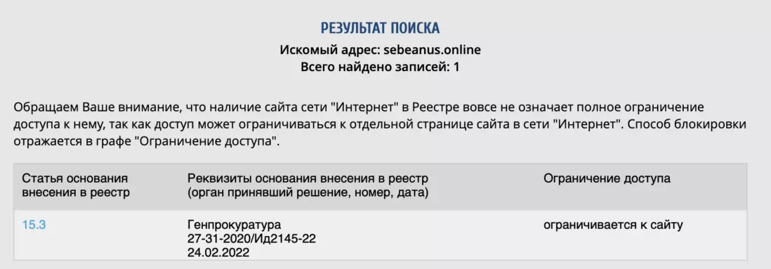 Roskomnadzor blocked sebeanus. online - a mirror of the publication Paper - Roskomnadzor, Blocking