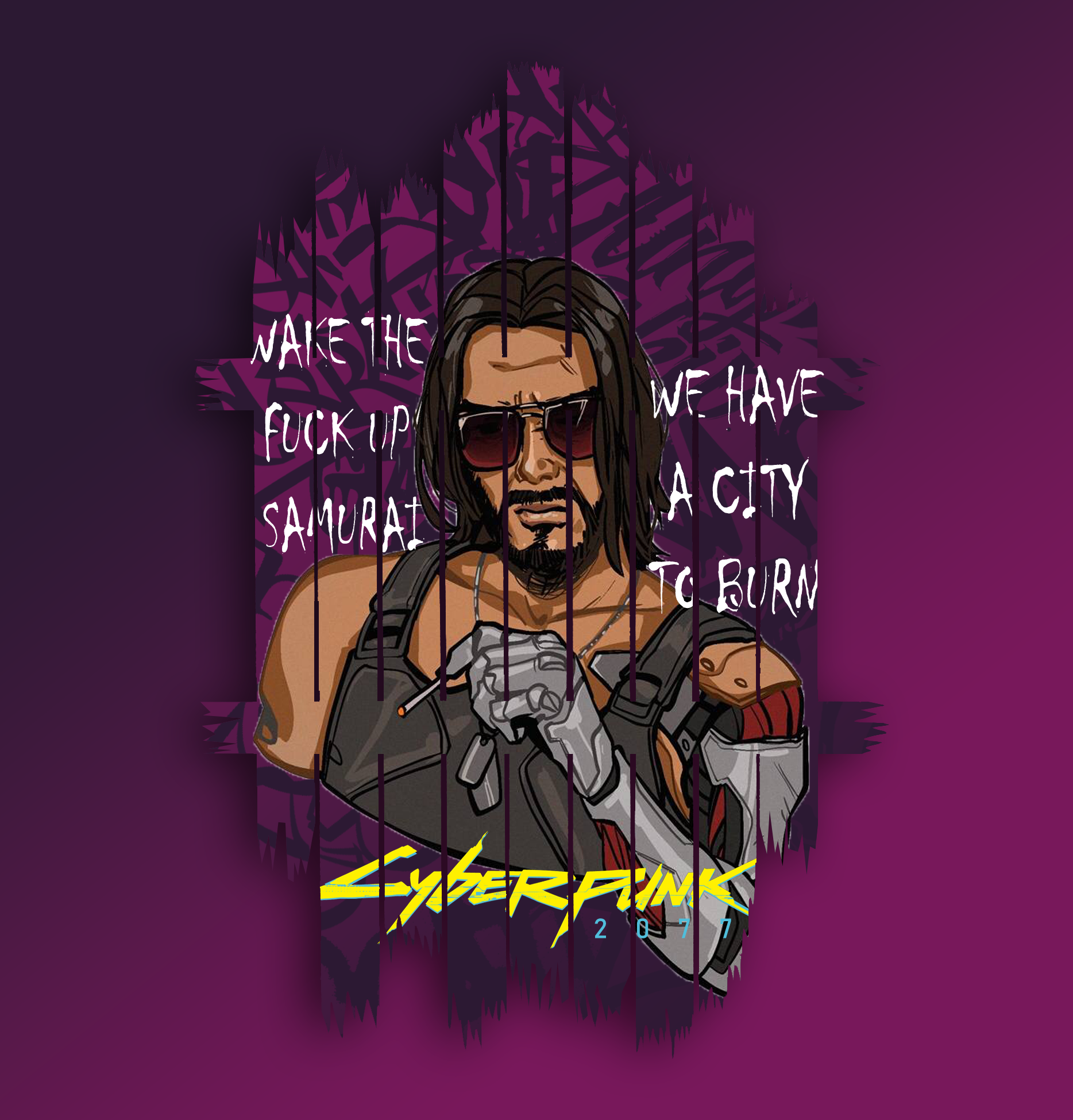 Johnny Silverhand. - My, Cyberpunk 2077, Keanu Reeves, Painting, Modern Art, Handmade, Design, Art, Acrylic, Interior, Painting, Decor, Graffiti, Longpost