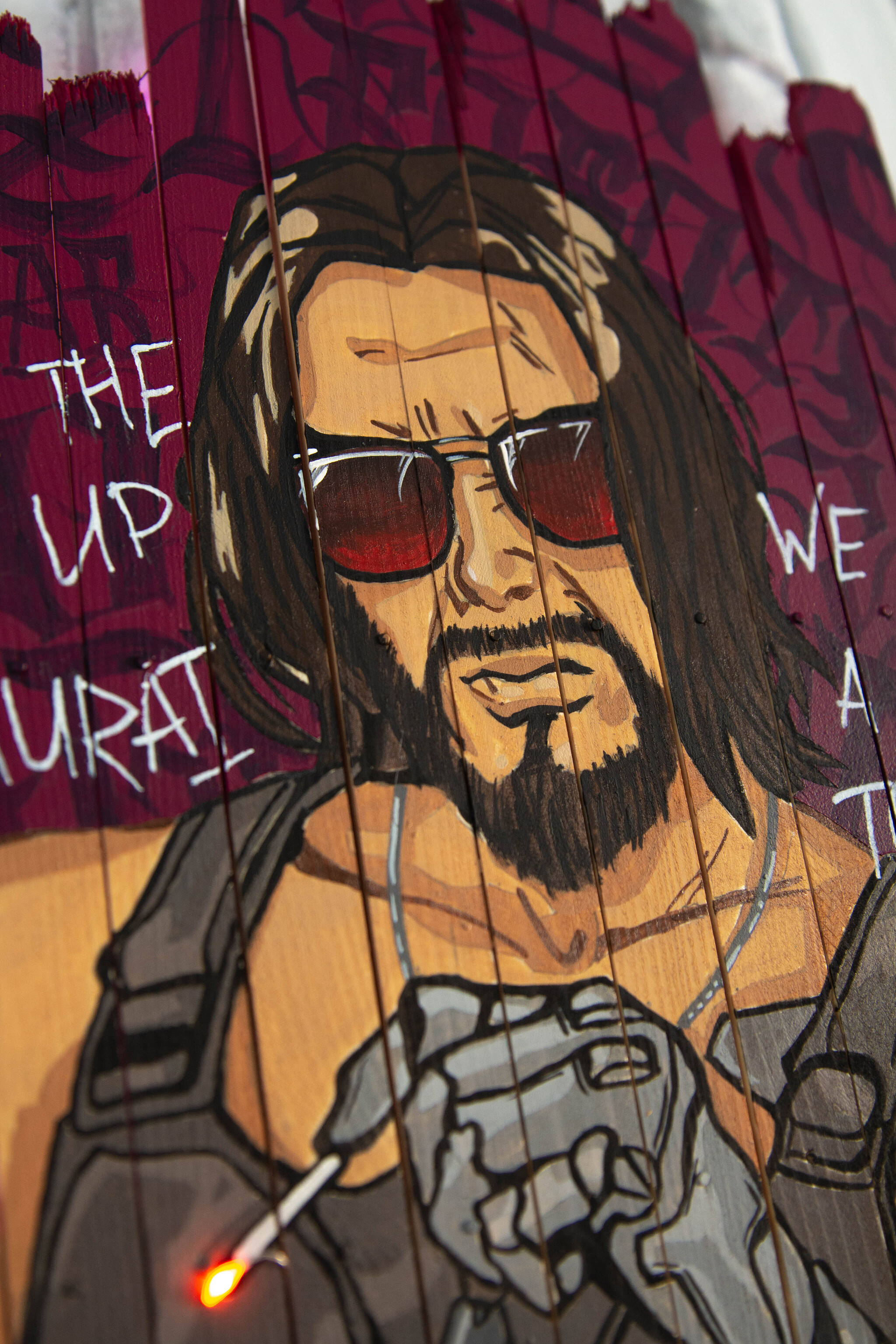 Johnny Silverhand. - My, Cyberpunk 2077, Keanu Reeves, Painting, Modern Art, Handmade, Design, Art, Acrylic, Interior, Painting, Decor, Graffiti, Longpost