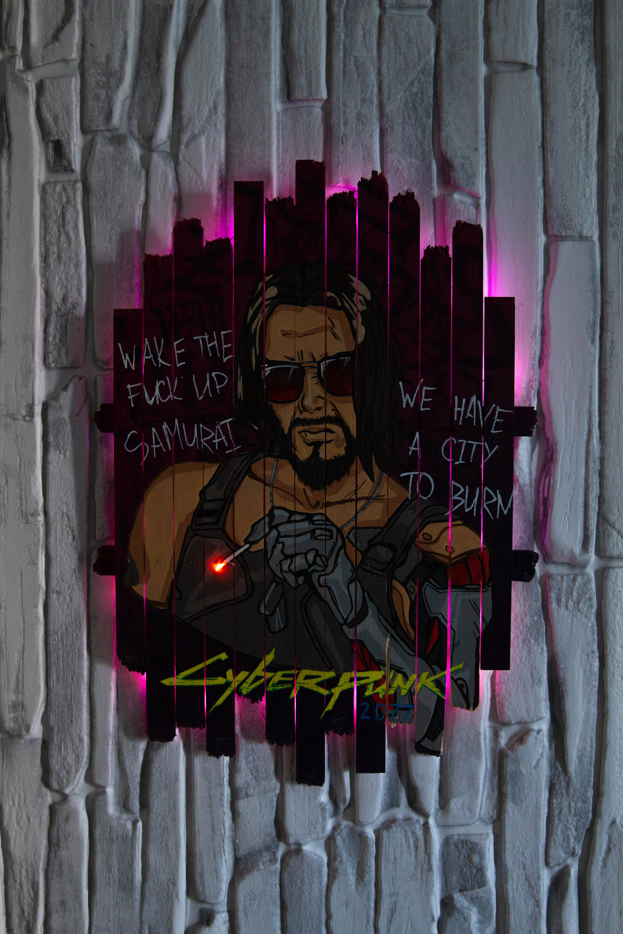 Johnny Silverhand. - My, Cyberpunk 2077, Keanu Reeves, Painting, Modern Art, Handmade, Design, Art, Acrylic, Interior, Painting, Decor, Graffiti, Longpost