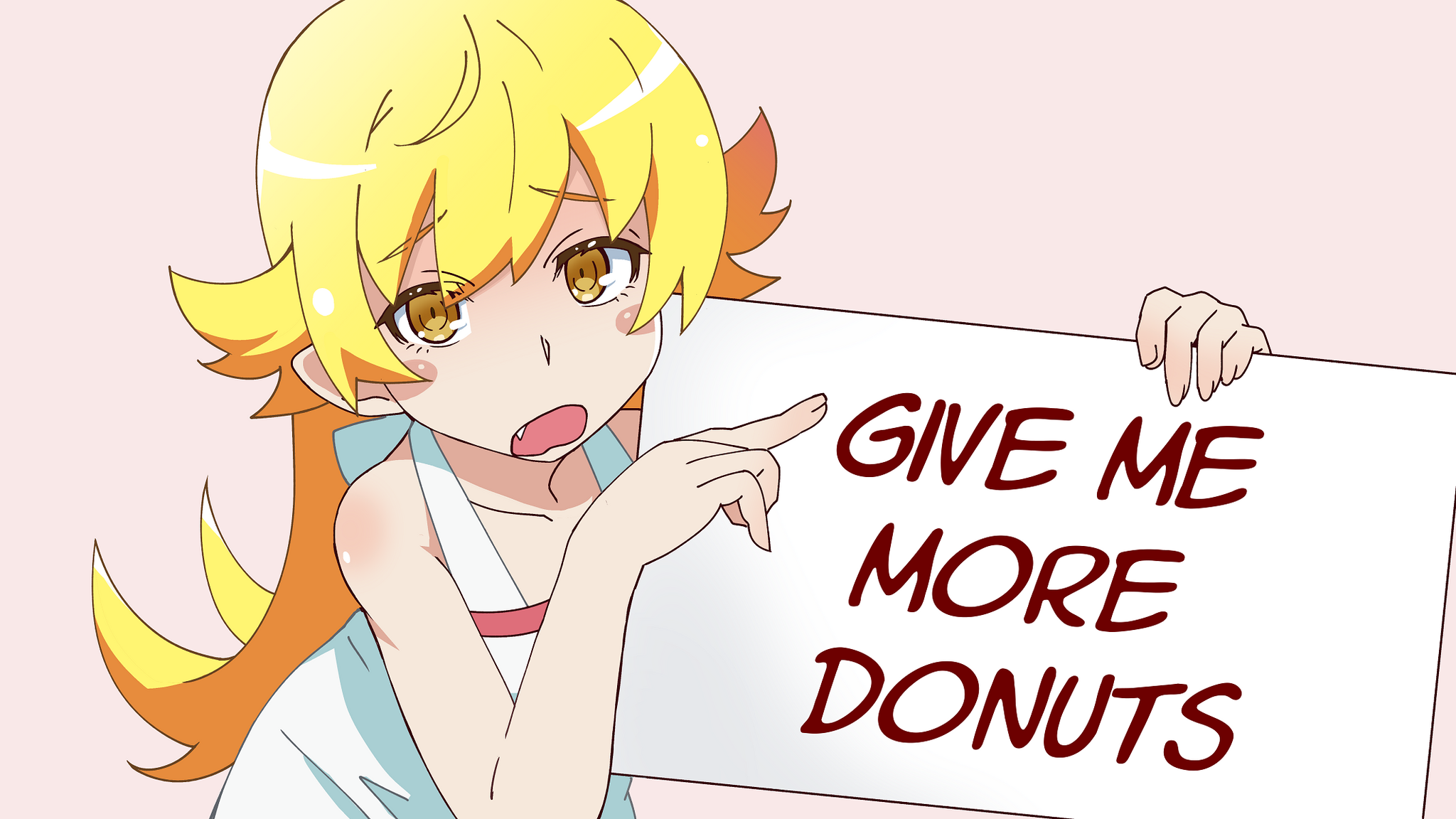 Give me, give me more ) - Anime Art, Арт, Девушки, Аниме, Shinobu Oshino, Bakemonogatari, Monogatari series, Wingrush, Длиннопост