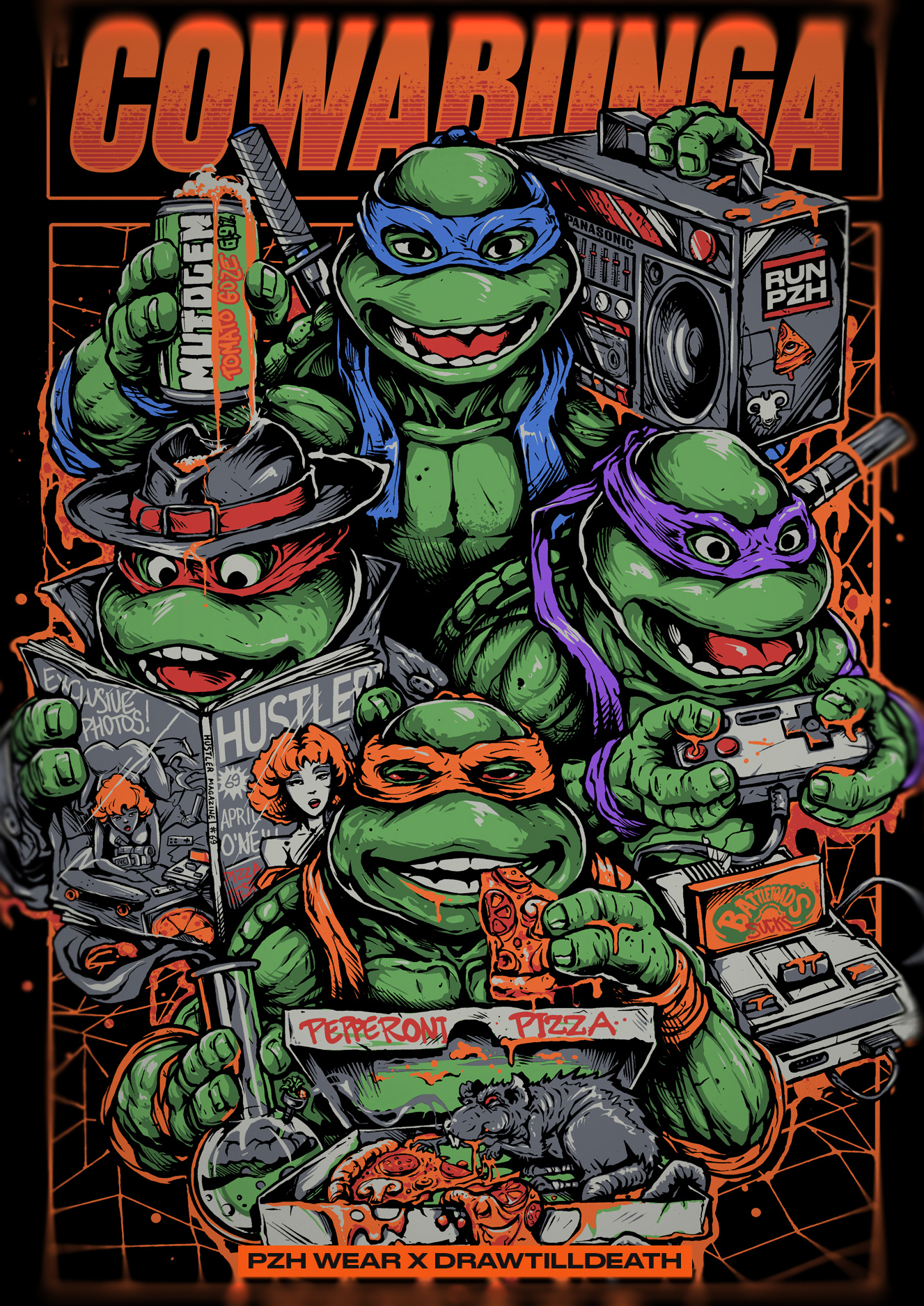 COWABUNGA! - My, Art, Digital drawing, Artist, Game art, 90th, Childhood of the 90s, Teenage Mutant Ninja Turtles