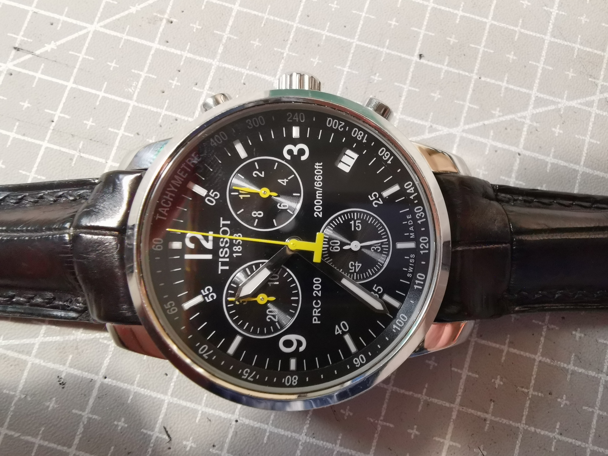 Необычный ремешок из кожи крокодила для часов Tissot T-Sport PRC 200 (t461) - Моё, Кожа, Изделия из кожи, Рукоделие с процессом, Аксессуары, Наручные часы, Крафт, Видео, Без звука, Длиннопост