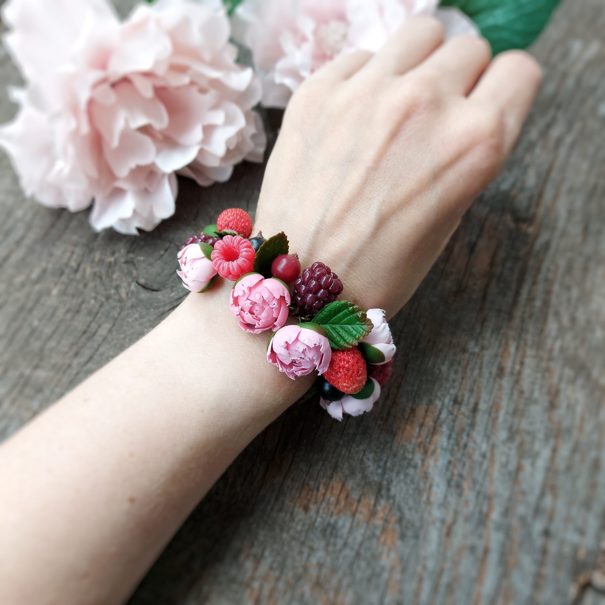 A little peony-berry :) - My, Polymer clay, Flowers, Creation, Handmade, With your own hands, Longpost