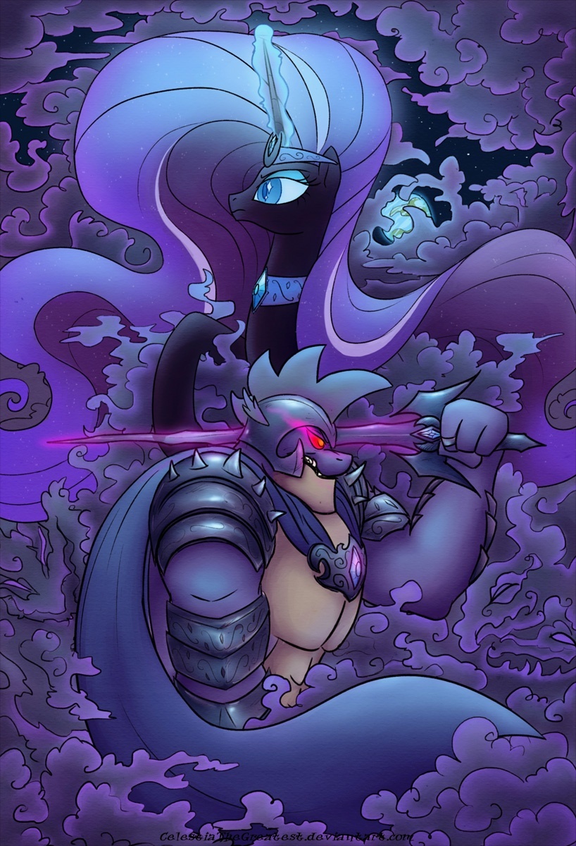 Princess and her knight - My little pony, PonyArt, Spike, Nightmare rarity