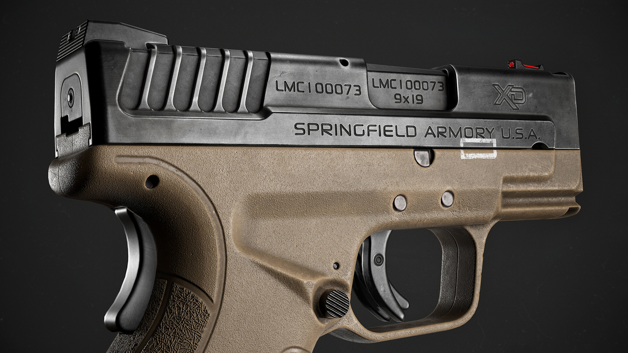 Ответ на пост «Custom Springfield XD Mod.2» - Моё, 3D, 3D моделирование, Оружие, Пистолеты, Autodesk Maya, Substance painter, Marmoset Toolbag, Ответ на пост