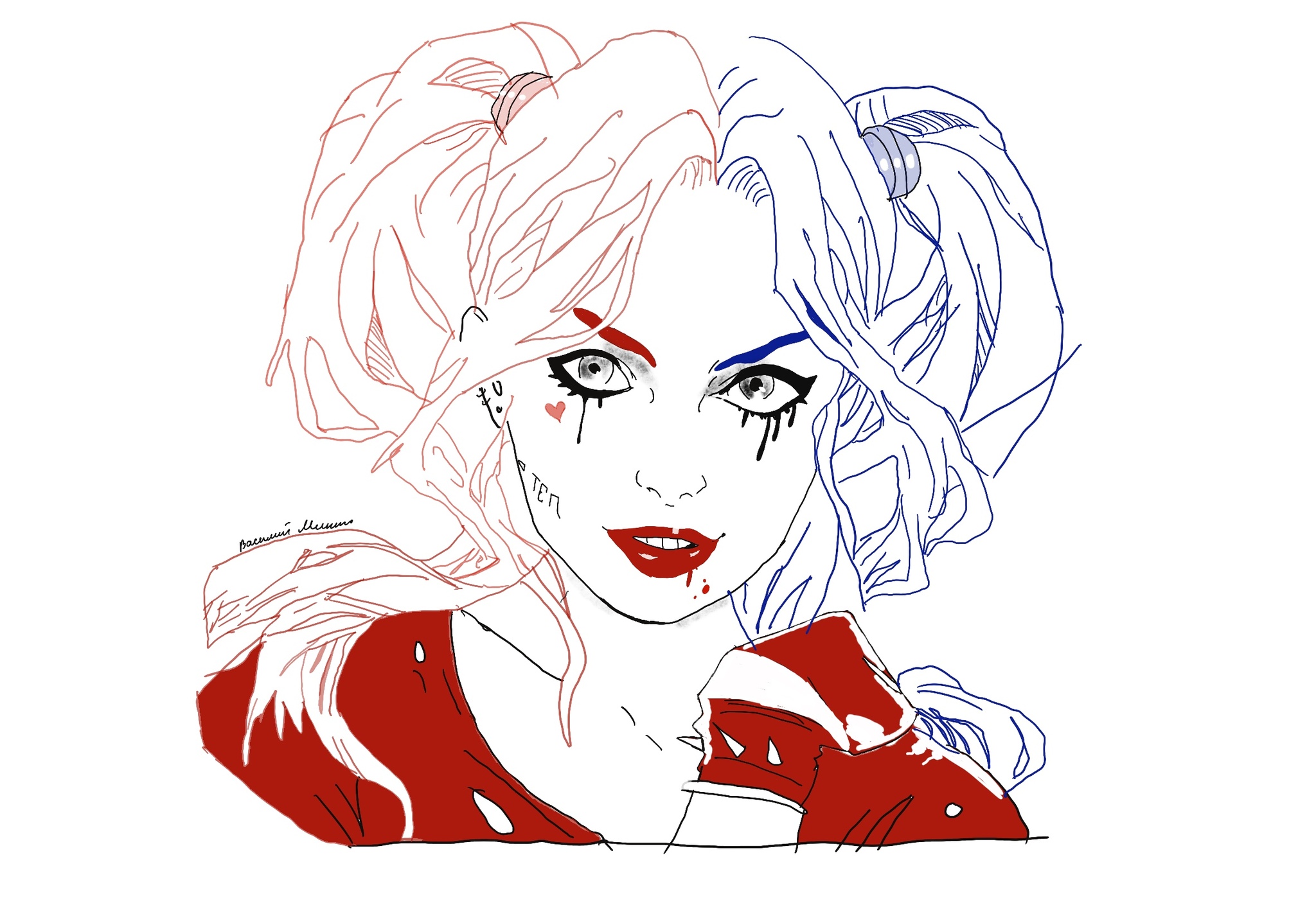 My drawing of Harley Queen - My, Drawing, Procreate, Painting, Sketch, Video, Soundless