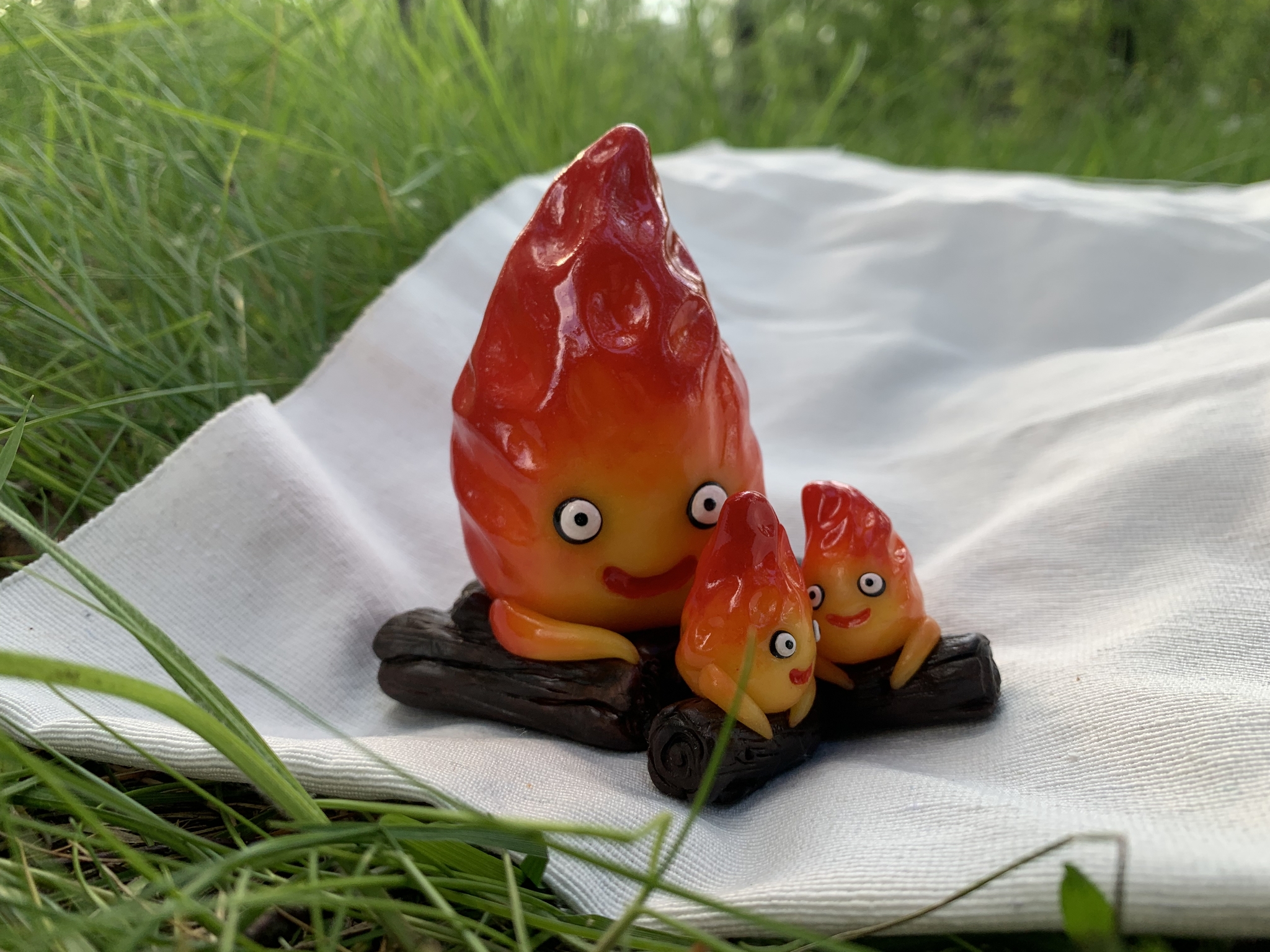 Calcifers from Howl's Moving Castle. Handmade - My, Haul's walking castle, Calcifer, Polymer clay, Anime, Creation, Лепка, Collecting, Longpost