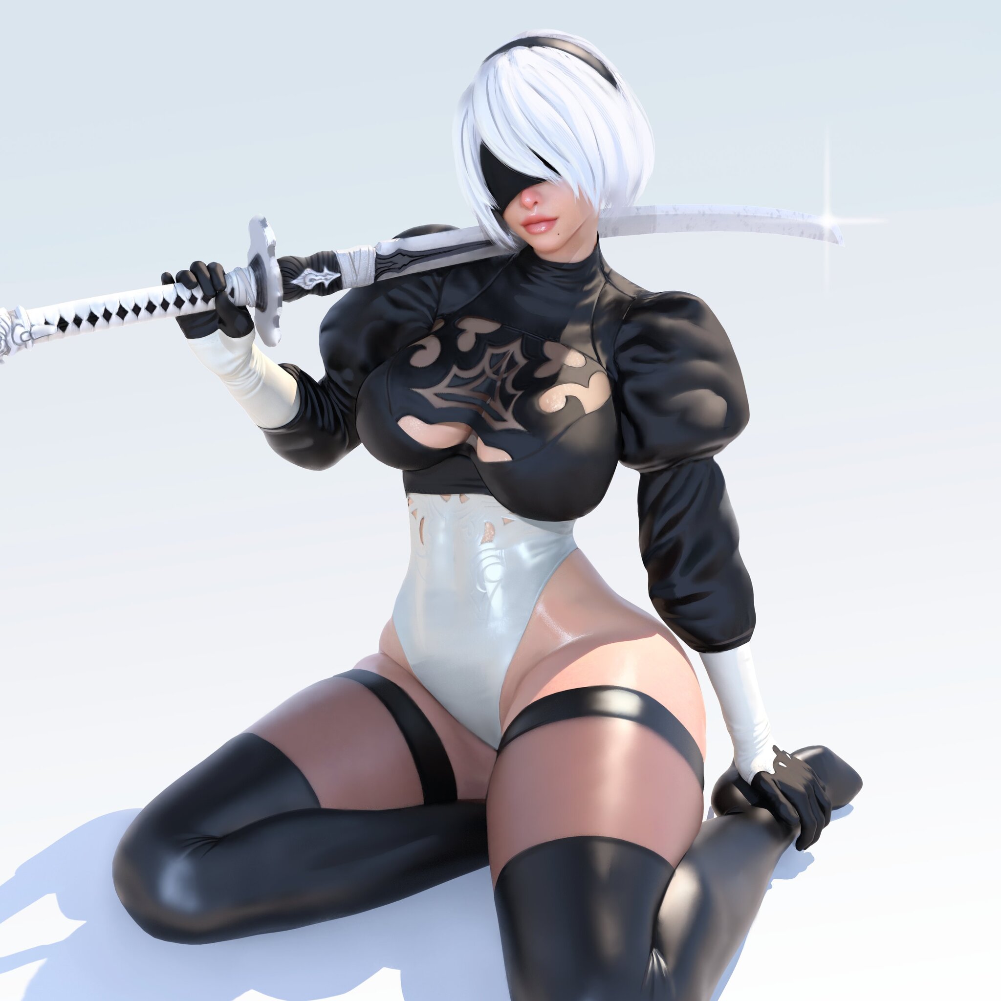 YoRHa No.2 Type B - NSFW, Арт, Рисованная эротика, Игры, Game Art, NIER, NIER Automata, Yorha unit No 2 type B, Бедра