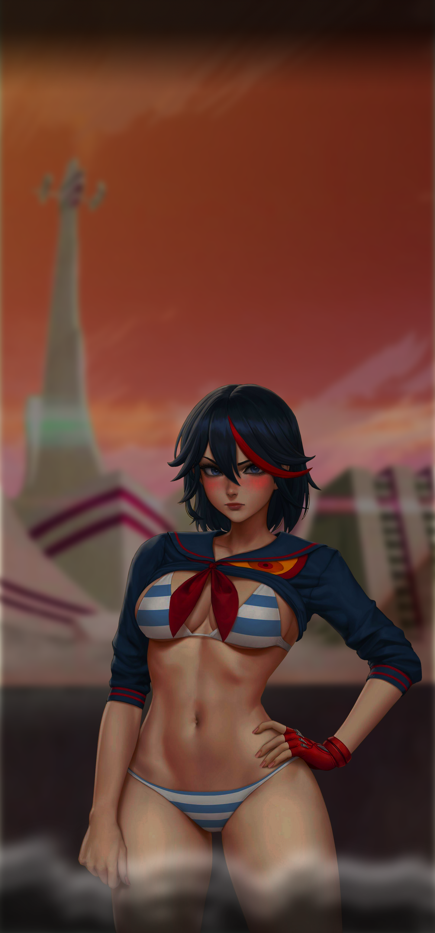 Фон на телефон #8 Matoi Ryuuko - NSFW, Арт, Аниме, Anime Art, Kill la Kill, Matoi Ryuuko, Underboob, Девушки, Эротика, Рисованная эротика, Нижнее белье, Чулки, Сиськи, Топлесс, Раздевание, Sciamano240, Обои на телефон, Длиннопост